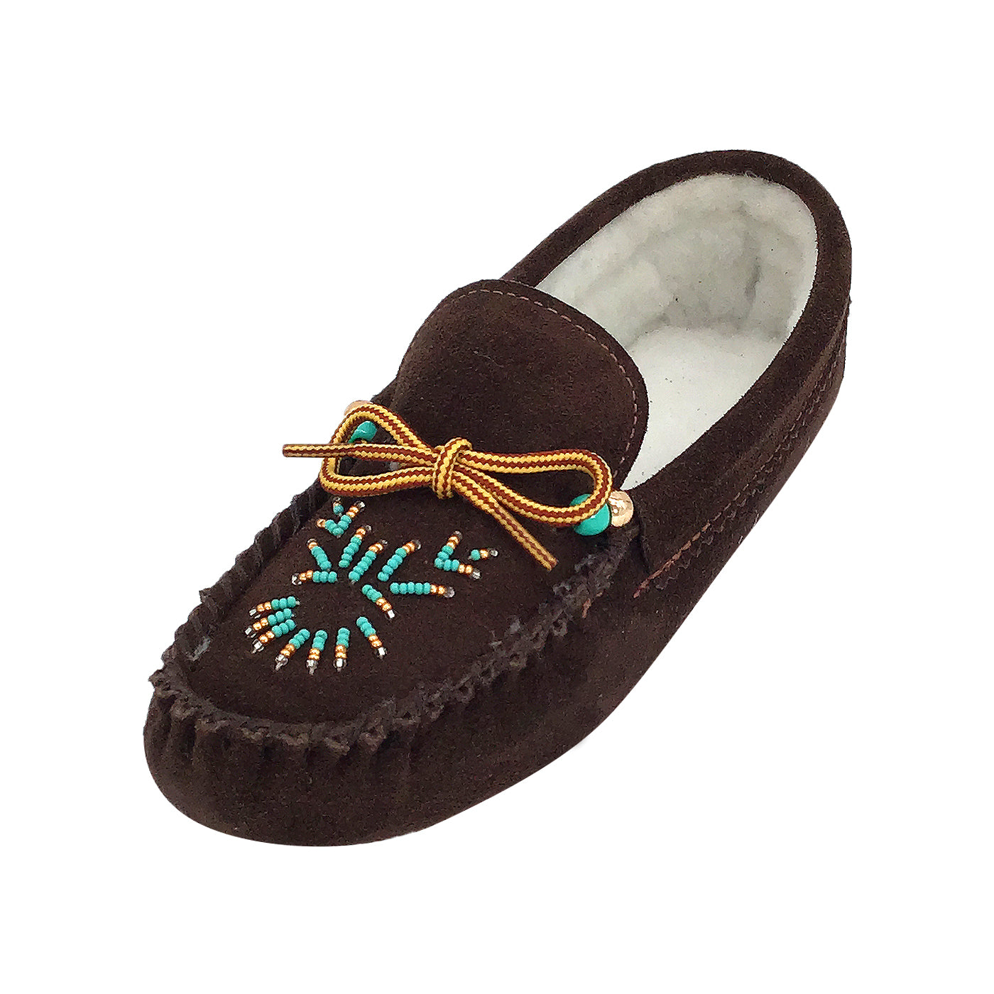 Women's Soft Sole Beaded Fleece Lined Suede Moccasins - Cozy Indoor/Outdoor House Slippers for Winter Comfort & Warmth | Perfect for Home, Lounge, and Cold Weather Wear