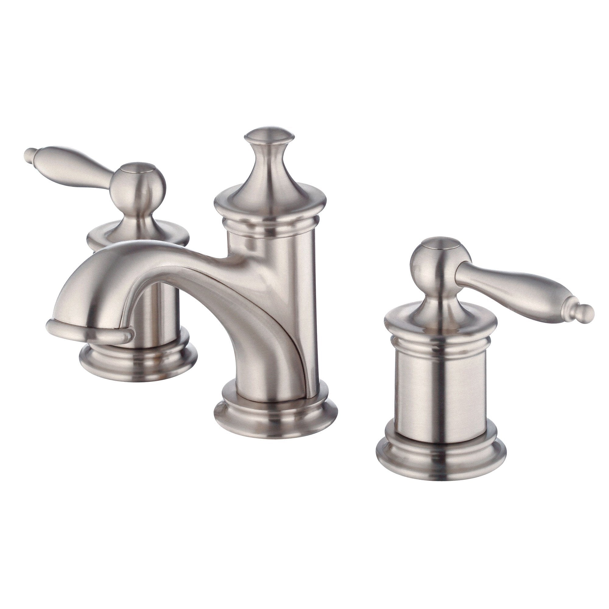 Danze Prince Brushed Nickel Widespread Bathroom Sink Faucet with Touch Down Drain - Modern Waterfall Bathroom Faucet for Vanity, Powder Room & Guest Bath Installation