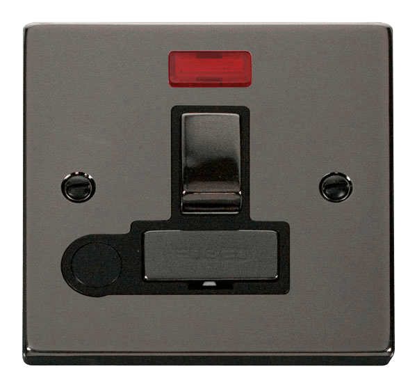Black Nickel 13A Switched Spur with Flex and Neon - VPBN552BK by Click Deco - Perfect for Home & Office Electrical Installations