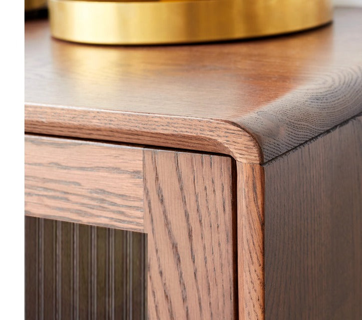 Solid Oak Wood Side Cabinet - Rustic Storage Cabinet for Living Room, Bedroom & Entryway - Perfect for Organizing Books, Decor & Essentials