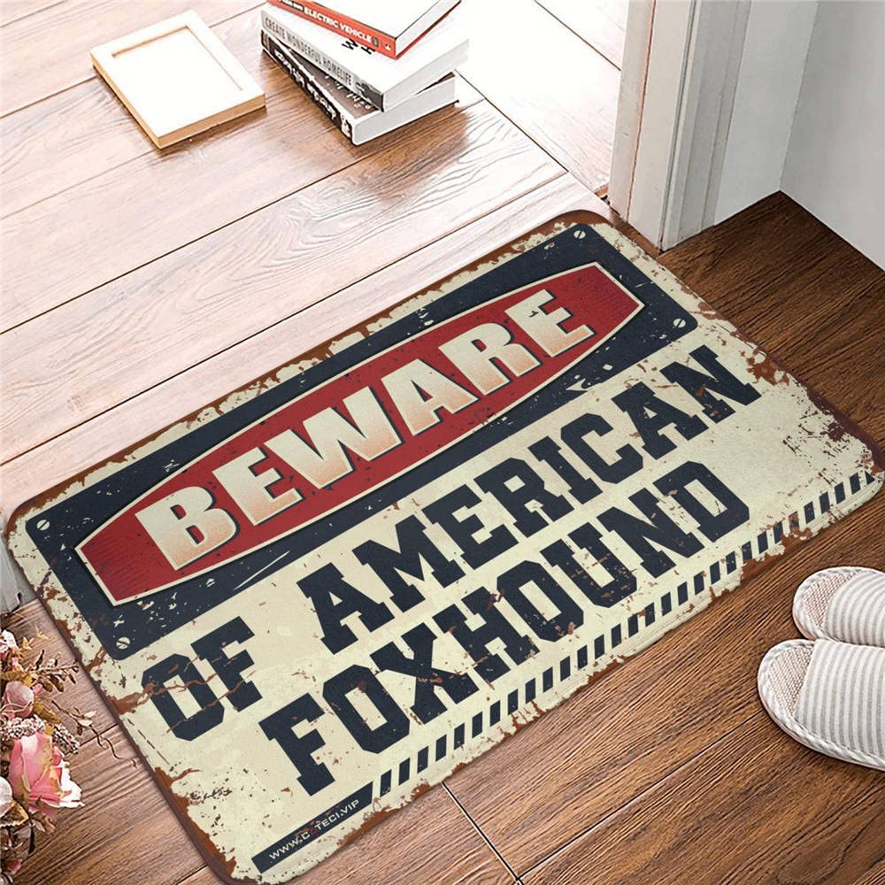 Rustic Bathroom Rugs Non-Slip - Funny American Foxhound Doormat for Front Door, Outdoor & Indoor Use - 25.6x35.4 Inches (65x90cm) - Perfect for Entryway, Patio, Laundry Room & Pet Areas
