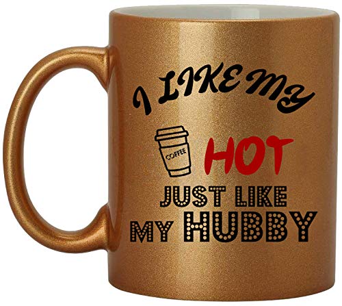 ORIGIN MUGS - 11oz Funny Coffee Mug for Husband - 'I Like My Coffee Hot Just Like My Hubby' - Unique Valentine's Day, Anniversary Gift From Wife/Girlfriend - Perfect for Morning Coffee, Office Use & Romantic Gifts