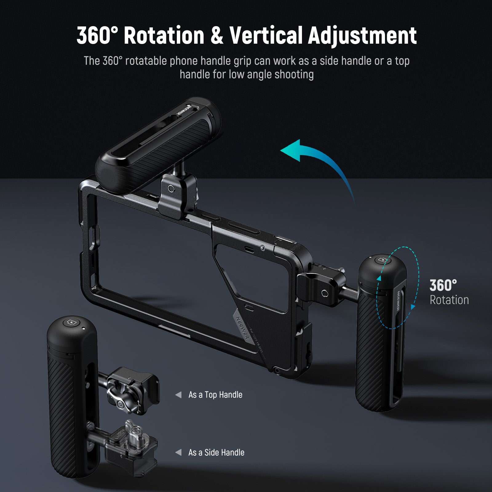 NEEWER PA082 Smartphone Cage for Samsung Galaxy S25 Ultra - Compatible with 67mm Filters, 17mm & T-Mount Adapters - Perfect for Vlogging, Filmmaking & Mobile Photography