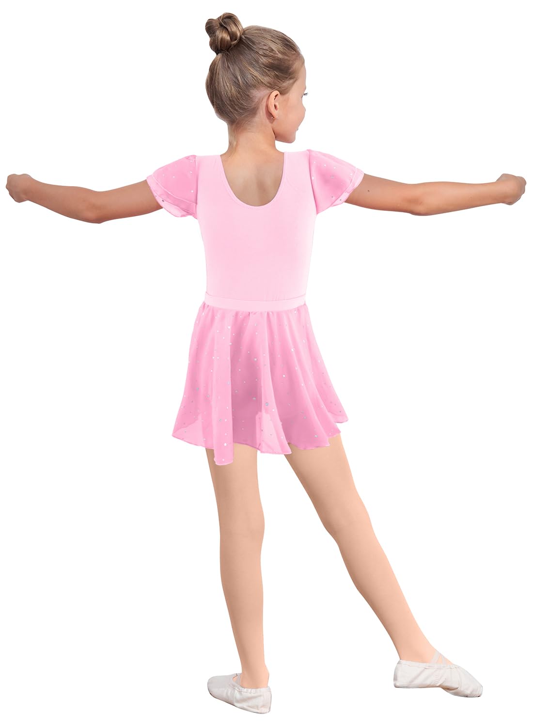 EQSJIU Toddler Ballet Leotards for Girls - Gymnastics Leotard with Split Skirt & Tights - Dance Outfit for Ballet, Gymnastics & Performance