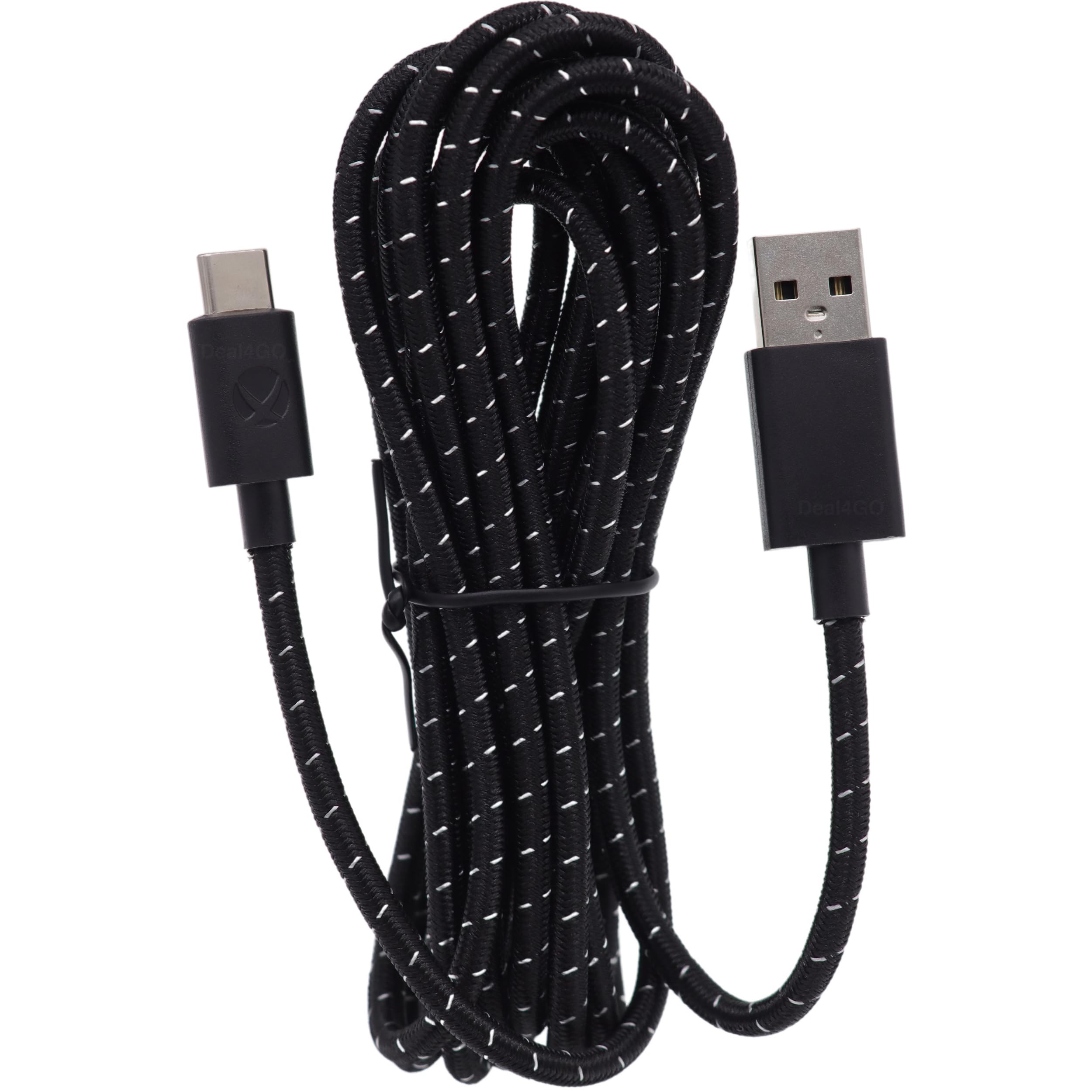 Premium Braided USB-C Charging Cable for Xbox Elite Series 2, Series X/S, PS5 & Switch Pro Controller - Durable 9ft Nylon Cord (Black/White) - Perfect for Gaming Setups & Travel Accessories