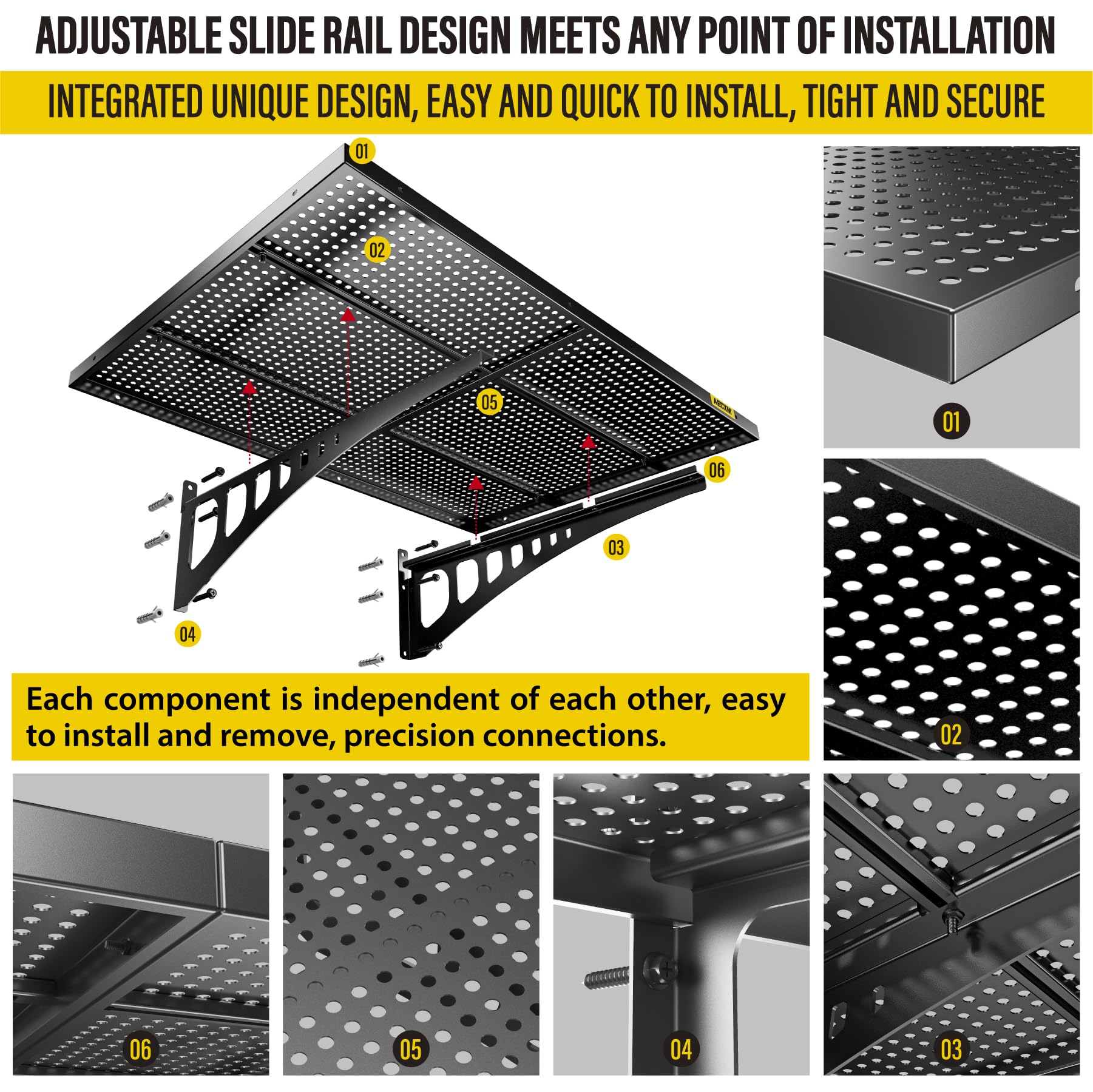 **2-Pack Heavy Duty Black Garage Storage Wall Shelves - 2x3ft Sturdy Metal Rack for Garage Organization, Workshop & Home Storage**