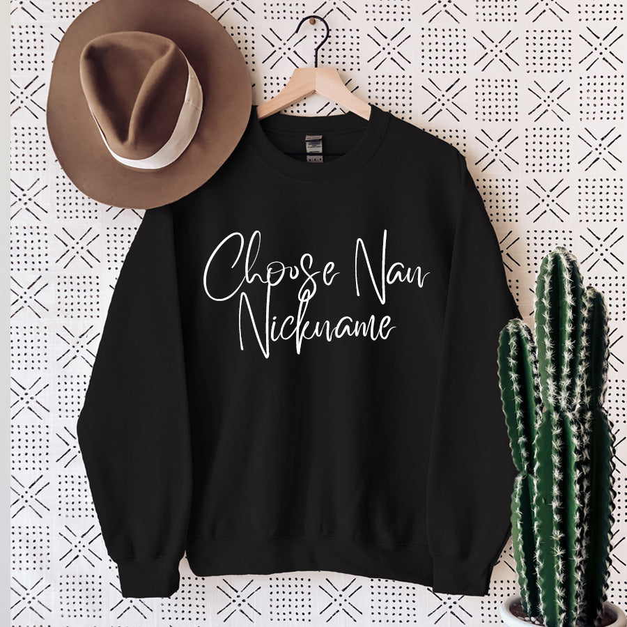 Custom Nan Nickname Wave Script Sweatshirt - Personalized Hoodie for Streetwear & Casual Outfits | Perfect for Gifts, Everyday Wear & Fashion Statements
