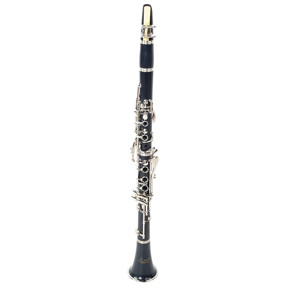 Professional Bb Clarinet 17 Keys with Reed, Hard Case & Accessories - Ebonite Beginner Clarinet for Students & Musicians | Perfect for School Bands, Practice & Performances