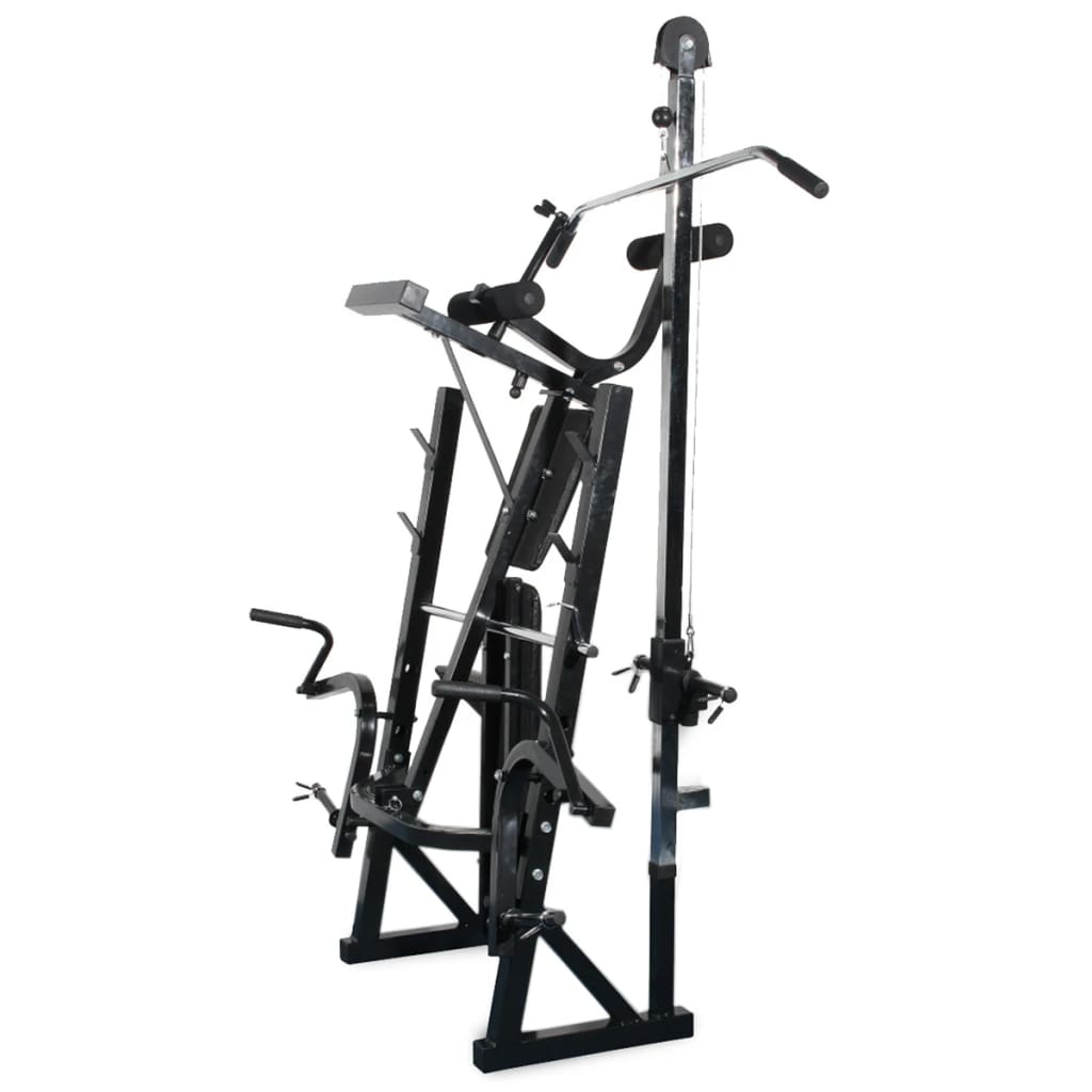 vidaXL Adjustable Workout Bench with Weight Rack, Barbell & Dumbbell Set (30.5kg) - Home Gym Equipment for Strength Training & Bodybuilding