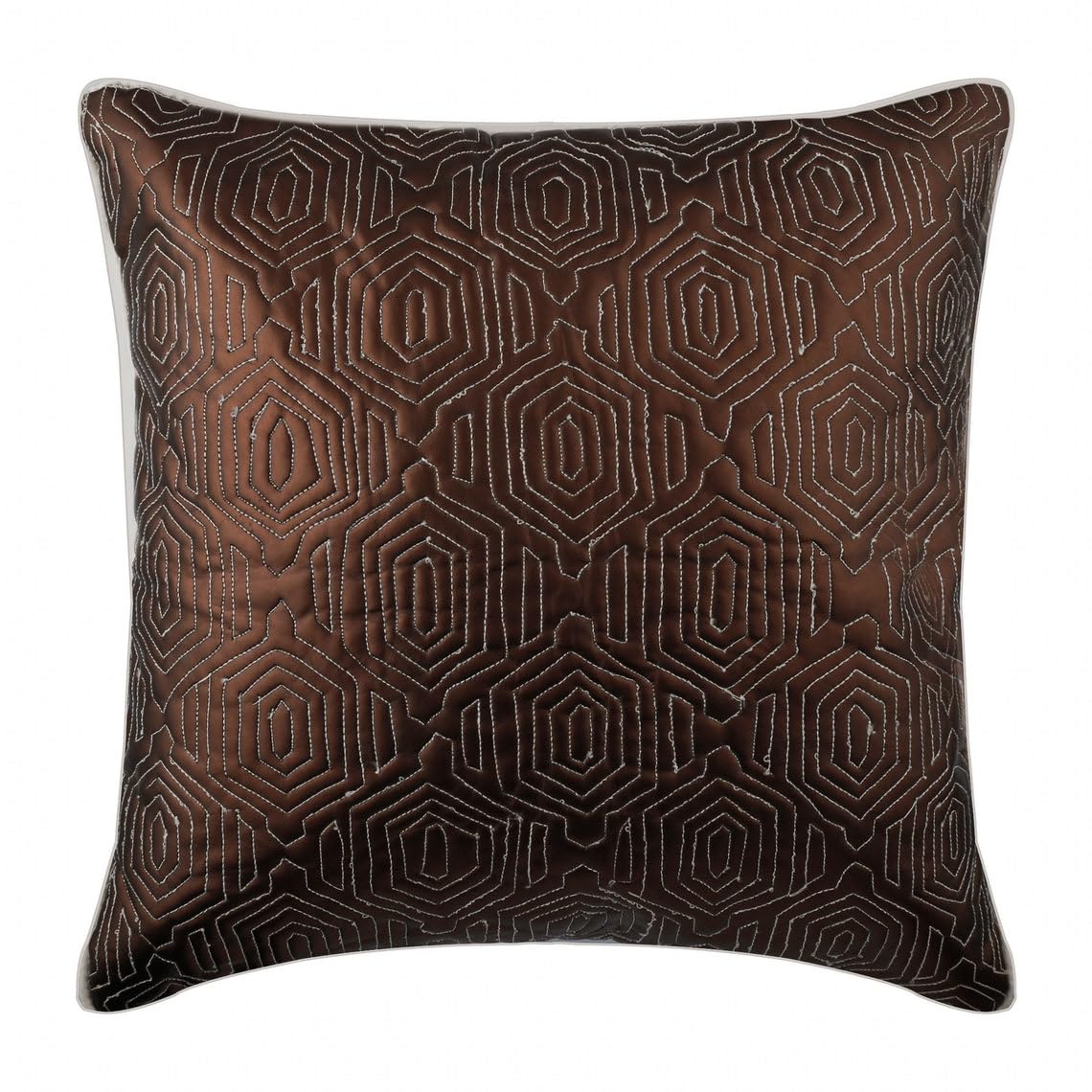 Premium Brown Faux Leather & Suede Cushion Covers 20x20 Inch (50x50 cm) - Geometric Quilted Trellis Pattern Sofa Pillow Covers for Living Room, Bedroom & Easter Decor