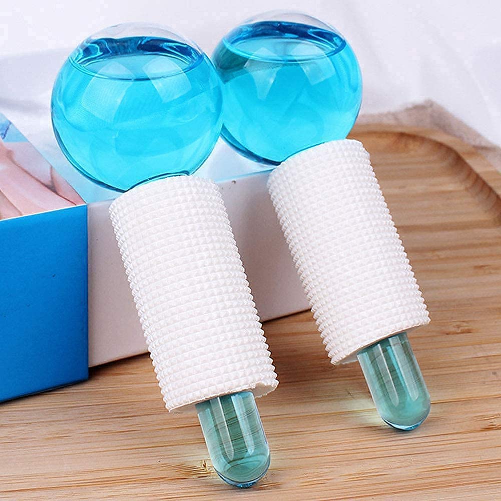 Gra8 Ice Roller for Face & Eye Puffiness Relief - 2 Pack Facial Massager with Cooling Globes | Reduce Dark Circles, Soothe Skin | Perfect for Morning Routine, Post-Workout & Spa Days
