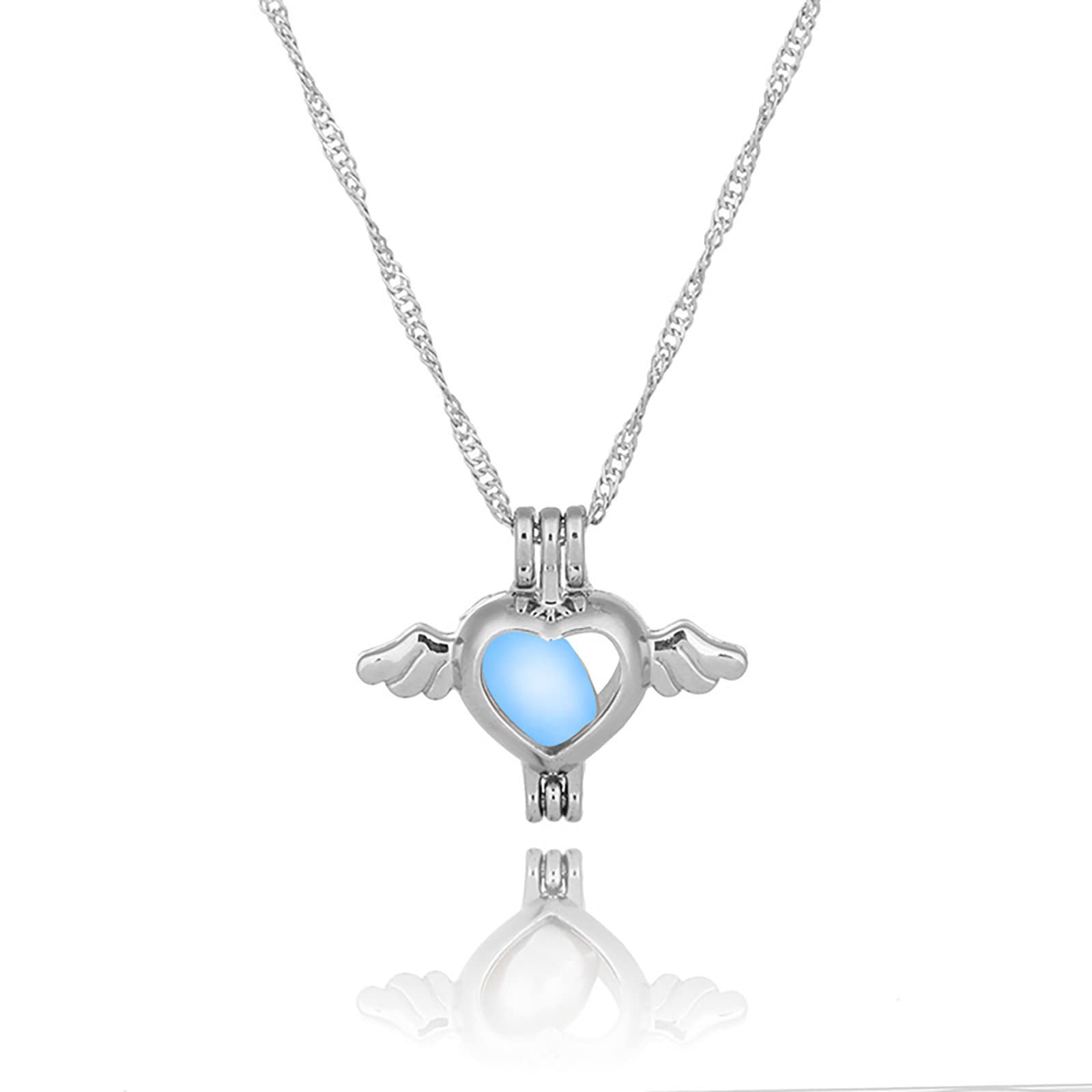 Fashionable Women's Luminous Clavicle Necklace - Angel Hollow Pendant Chain for Valentine's Day & Everyday Wear (Green, One Size) | Perfect Gift for Girlfriends, Wives & Fashion Accessories