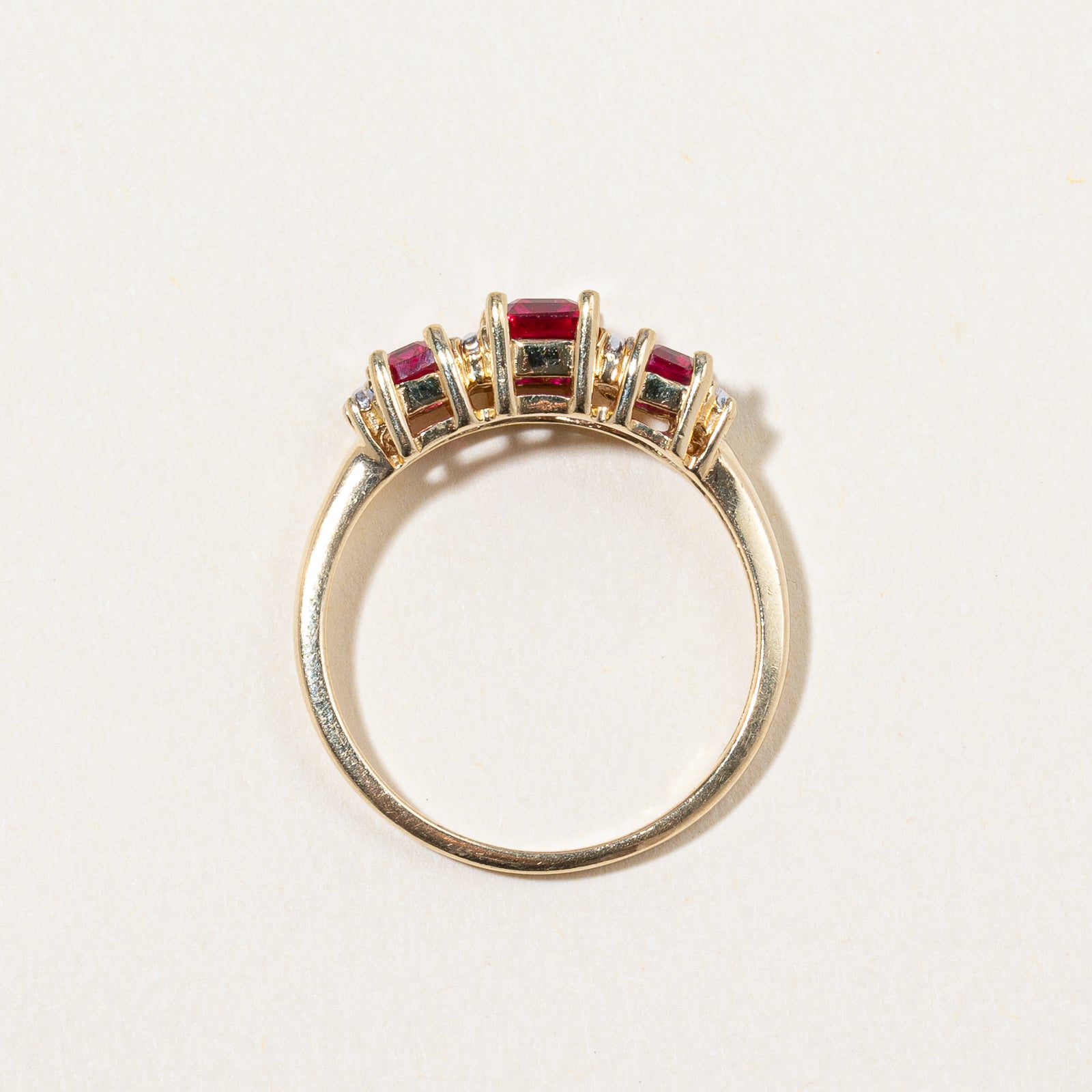 1.16ctw Synthetic Ruby & 0.01ctw Natural Diamond Ring - Size 6.75 | Elegant Engagement, Anniversary or Gift Jewelry for Women