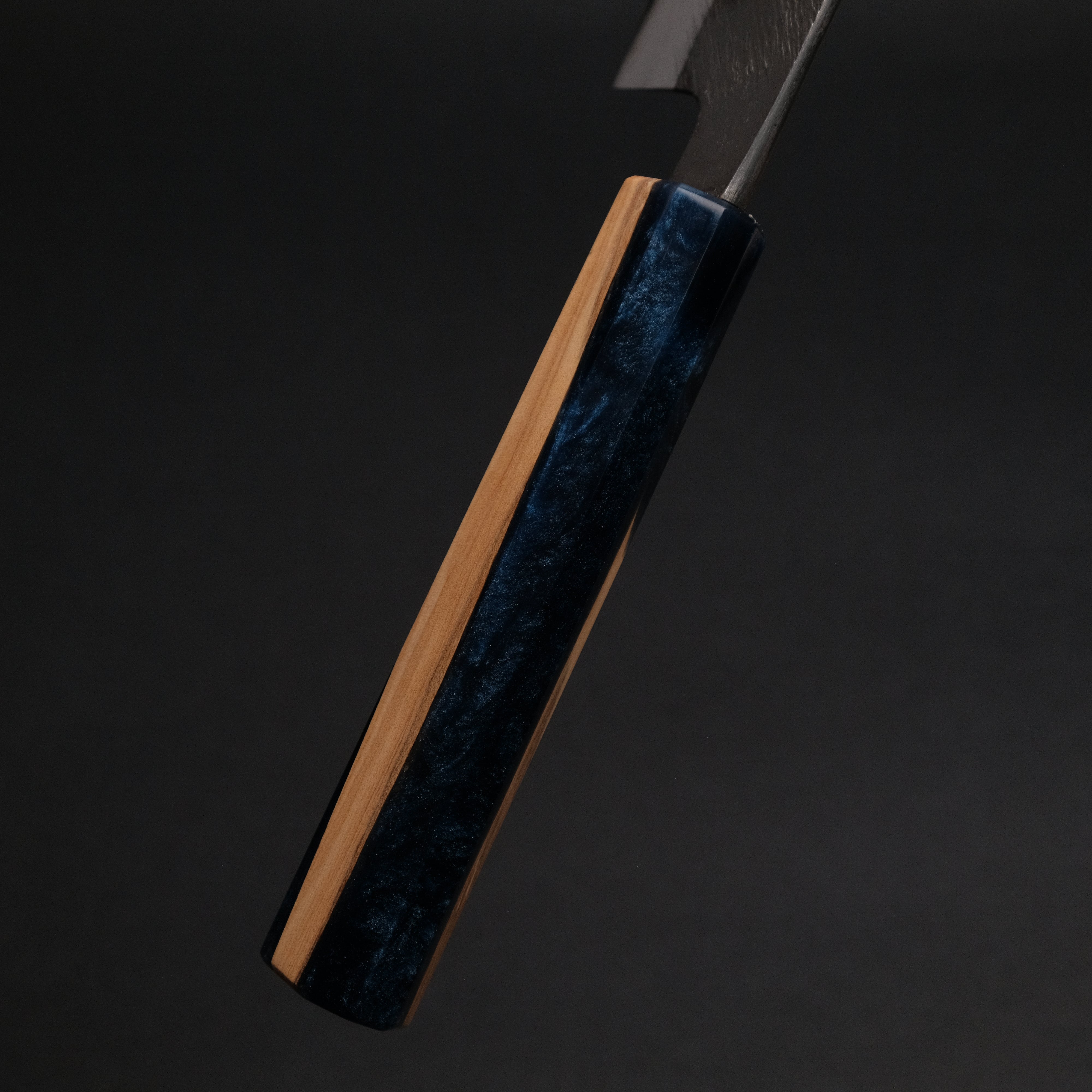 Premium Ajikataya White #2 Matsuba Damascus Hakata 180mm Kitchen Knife with Olive Wood & Resin Handle (#24) - Perfect for Sushi, Sashimi, and Japanese Cuisine Preparation
