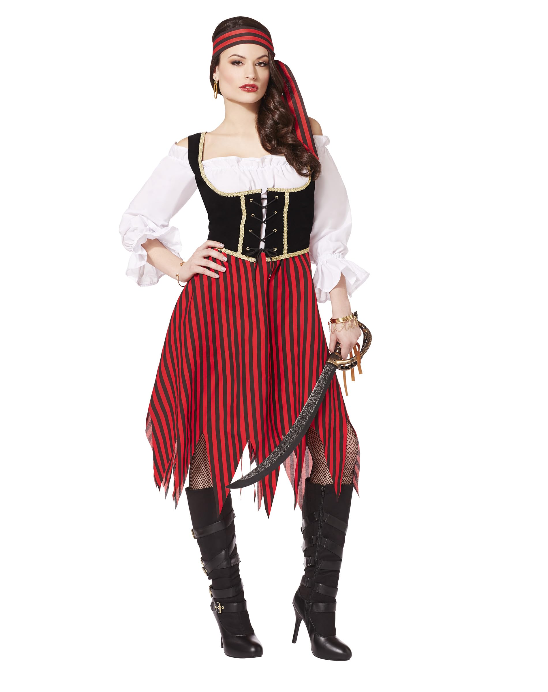 Adult Buccaneer Pirate Costume - Red & Black for Halloween & Cosplay