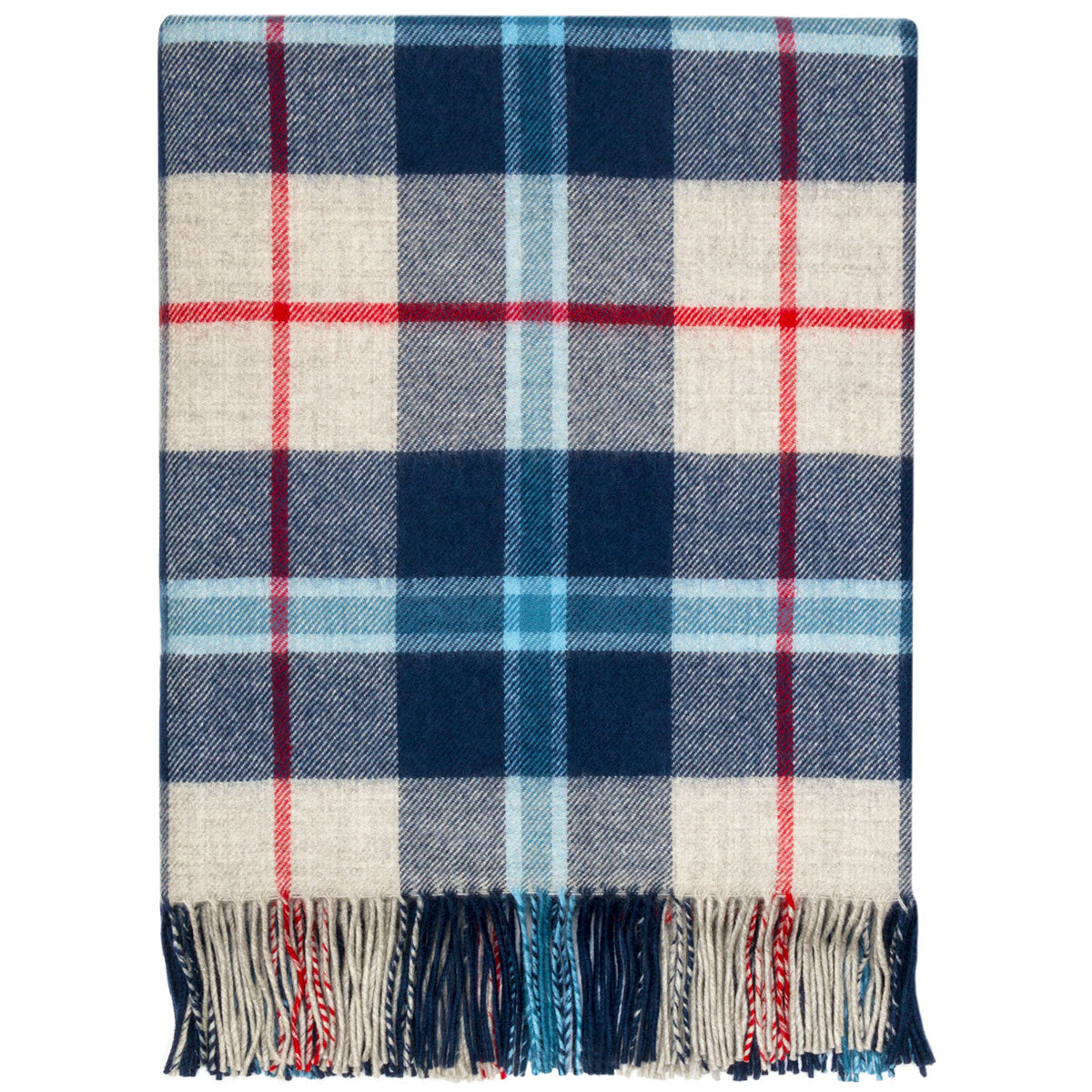 Premium Douglas Navy Tartan Lambswool Blanket - Soft & Warm Wool Throw for Sofa, Bed & Travel - Cozy Home Decor & Gift Idea