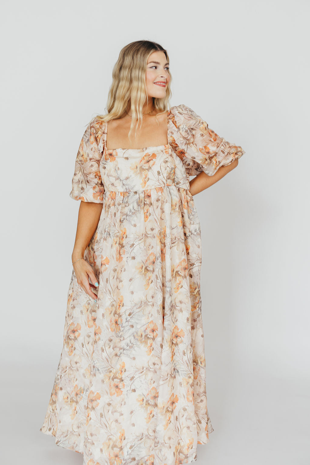 Elegant Beige Multi Smocked Maxi Dress - Bump Friendly Maternity & Inclusive Sizing (S-3XL) | Perfect for Pregnancy, Beach Vacations & Special Occasions