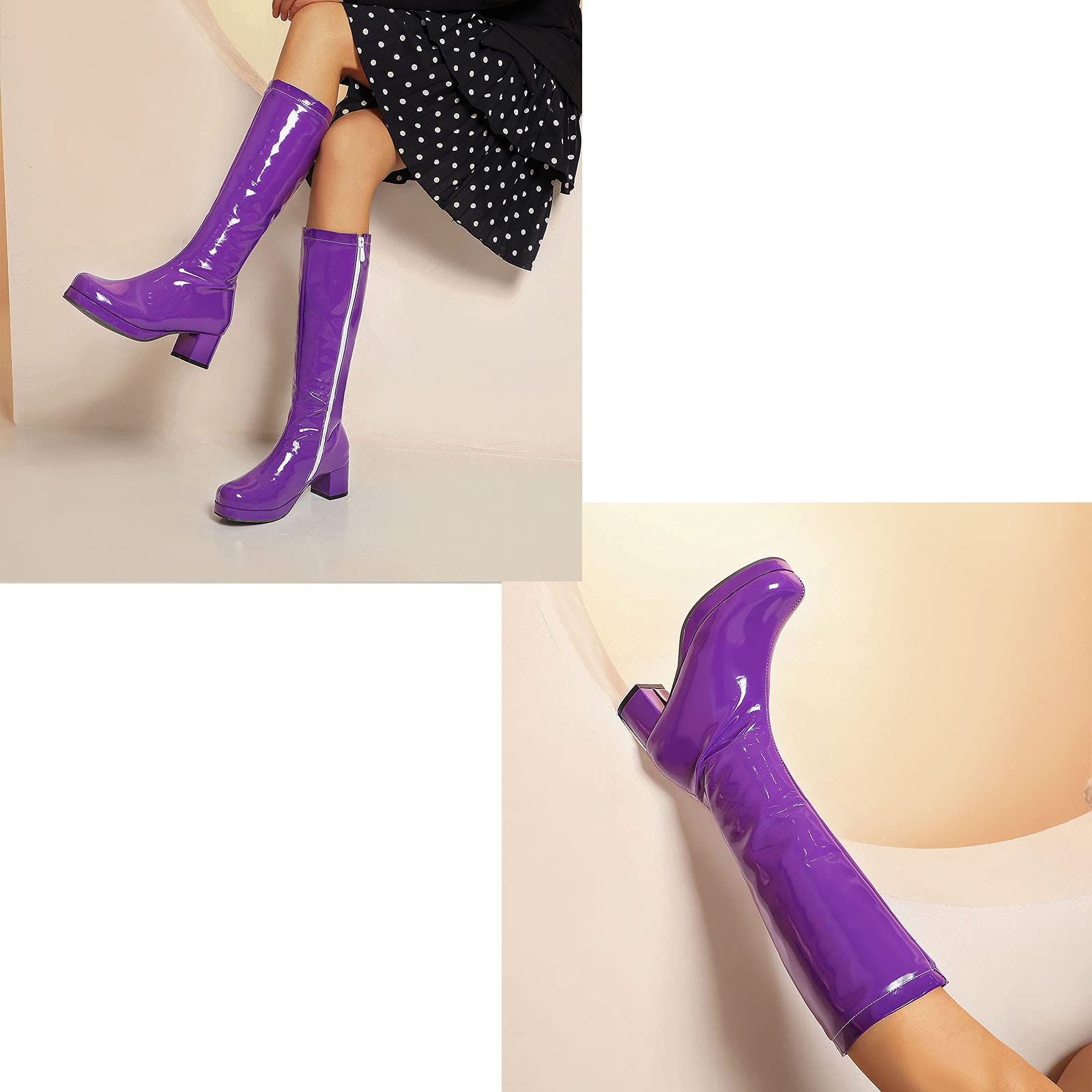 MeiLuSi Women's Knee High Boots - Fashionable Side Zipper Glitter Winter Boots for Women | Perfect for Party, Night Out & Cold Weather Wear