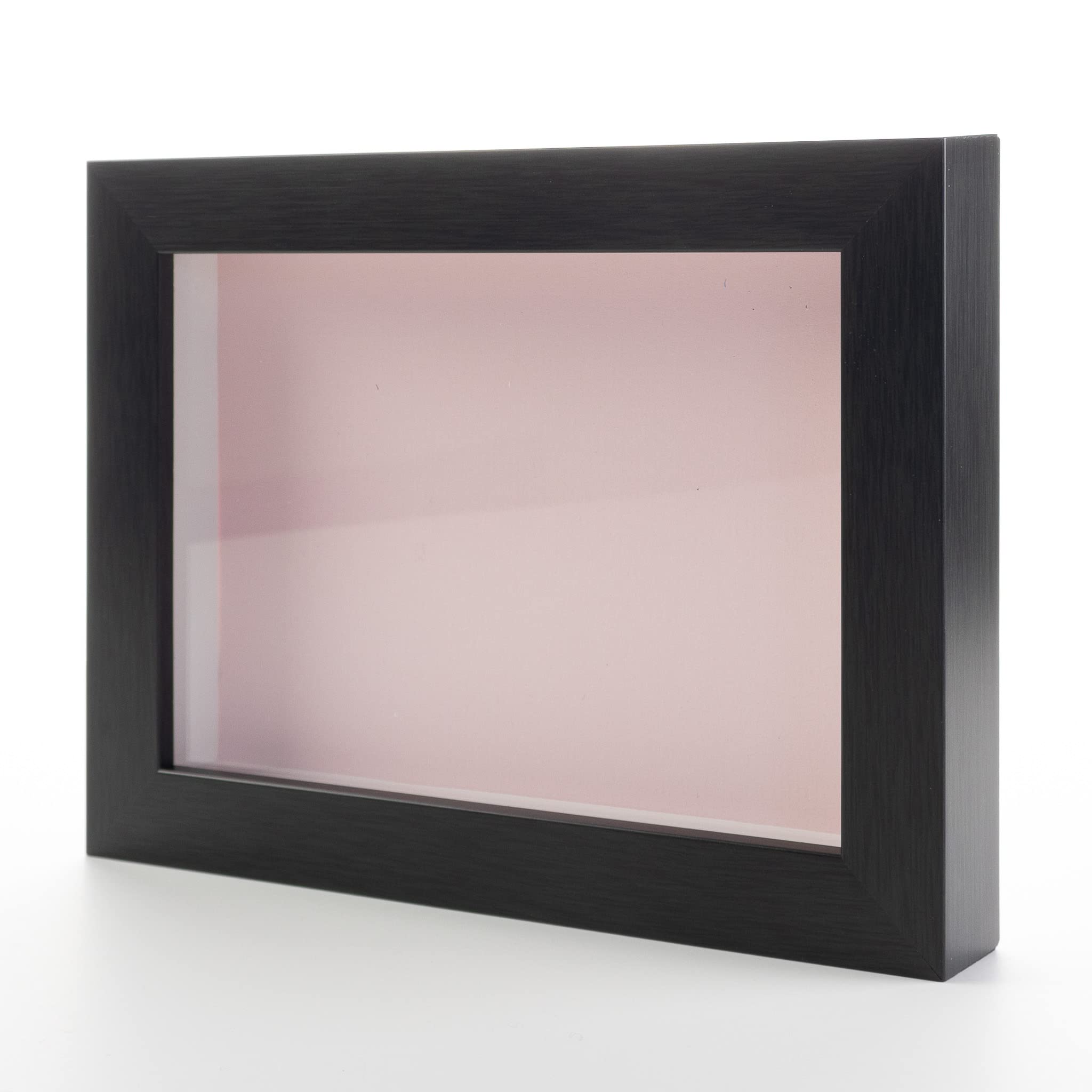 12x24 Charcoal Wood Shadow Box Display Frame with Pink Acid-Free Backing, UV Protective Acrylic & Hanging Hardware - 3/4