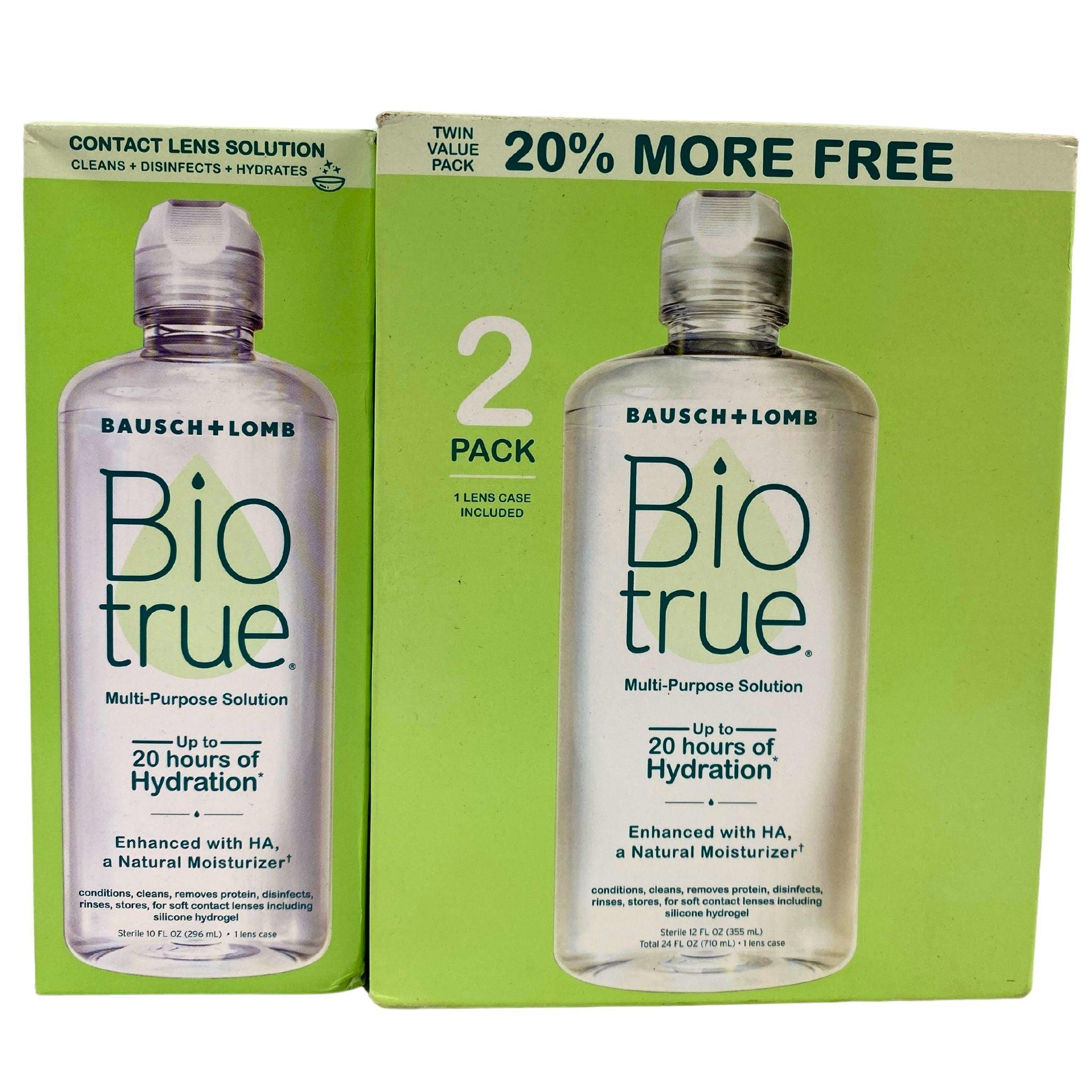 BioTrue Contact Lens Solution Multipack - 24 Pieces (2 Packs + Singles) for Daily Comfort & Eye Care | Perfect for Travel, Home & Office Use