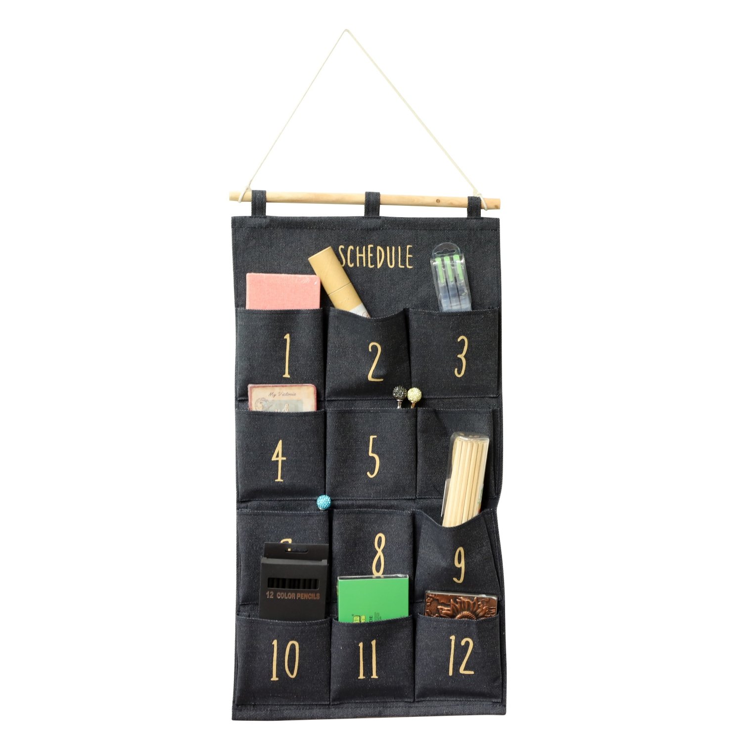 ITODAUS 12-Pocket Hanging Organizer for Closet Storage - Space Saving Wall & Door Mount Fabric Organizer for Remote, Books, Toys, Clothes & Magazines | Perfect for Bedroom, Nursery, Office & Dorm Organization