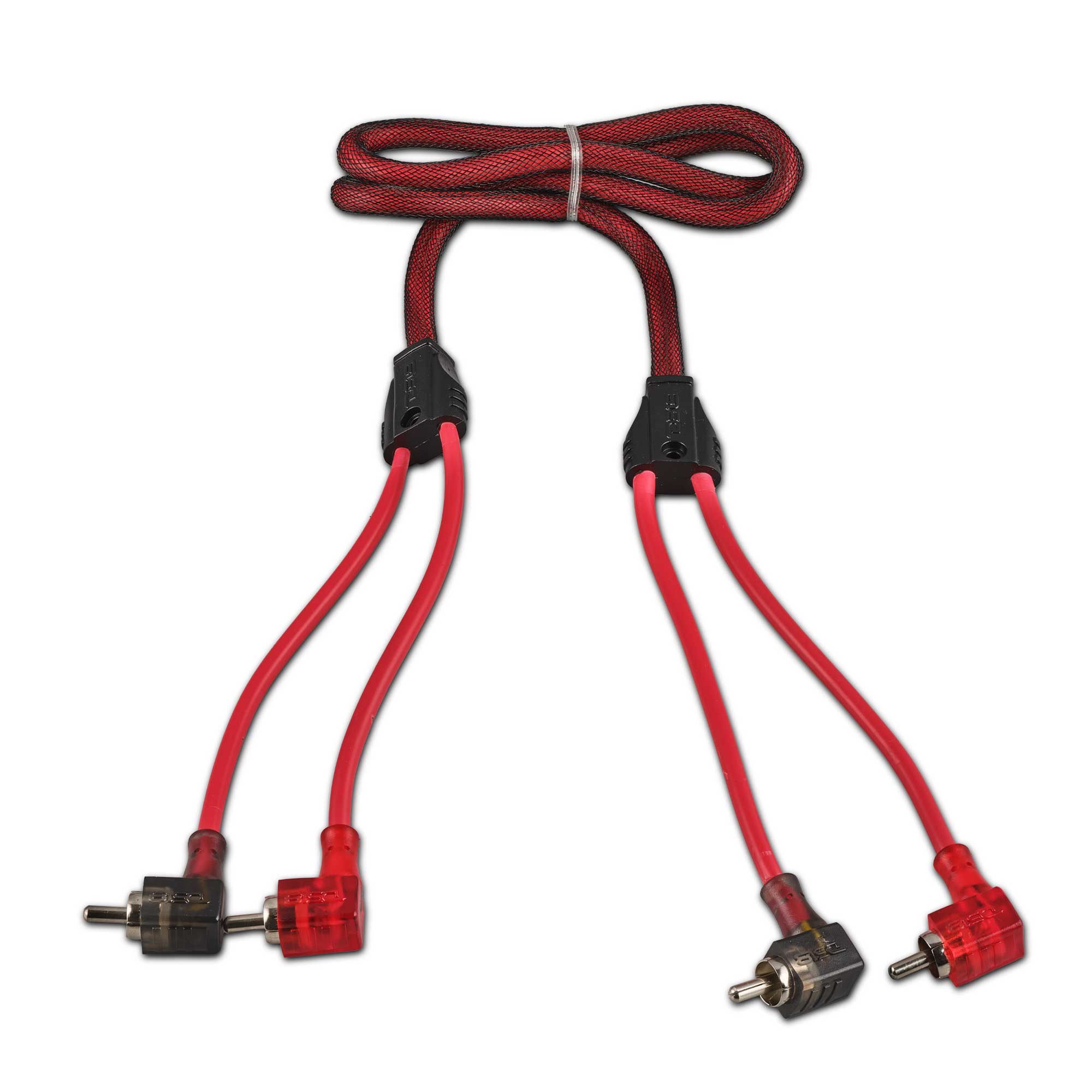Premium 100% OFC Ultra Flex 2 Channel RCA Audio Cable - 3ft Dual Twist Wire with 90 Degree Angled Connectors & Red Braided Jacket - Perfect for Home Theater, Car Audio, and Professional Studio Equipment