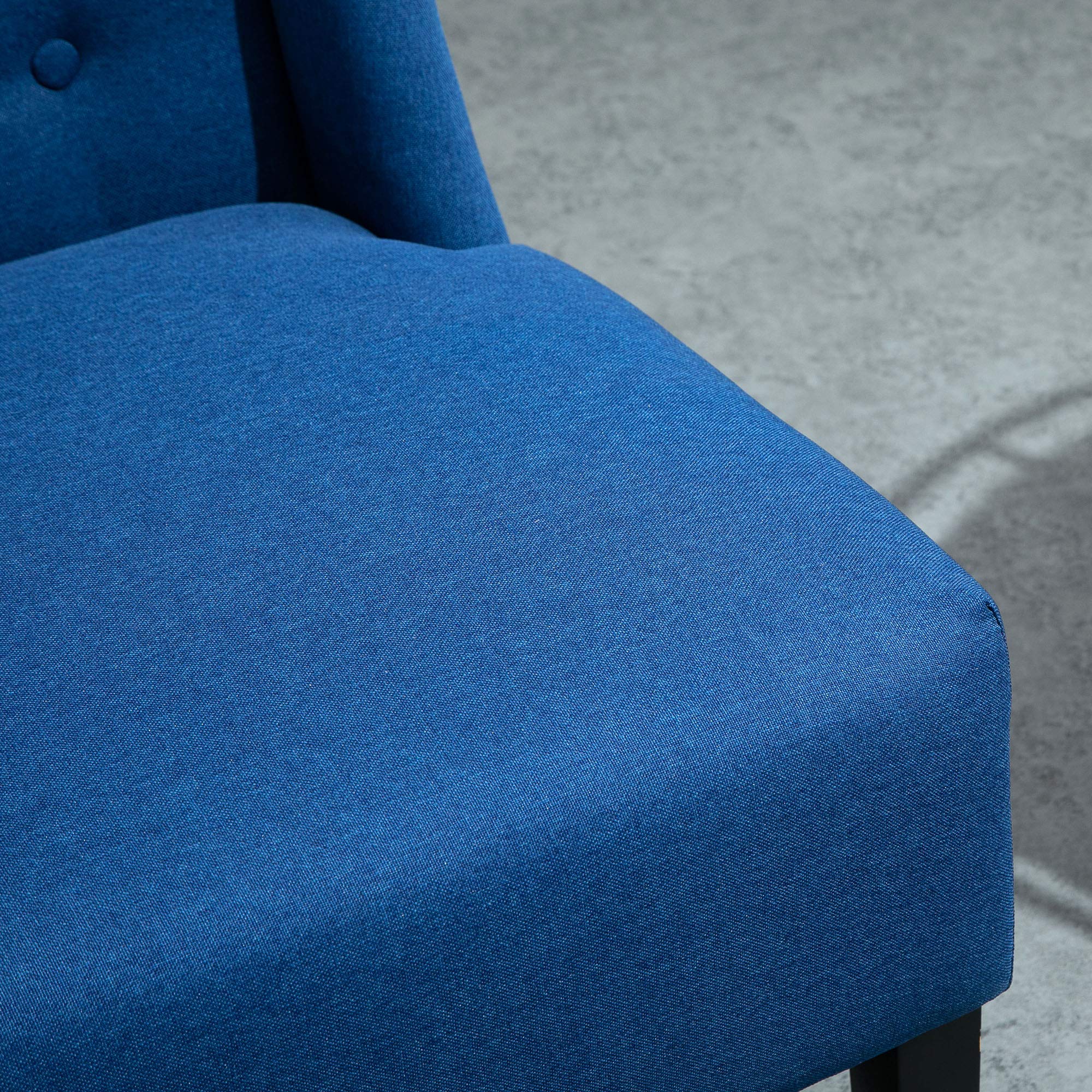 HOMCOM Modern Wingback Double Sofa - Linen Fabric Upholstered Button Tufted Loveseat Armless Couch with Wood Legs for Living Room, Bedroom or Office - Contemporary Blue Settee - Perfect for Small Spaces, Reading Nooks and Cozy Seating Areas