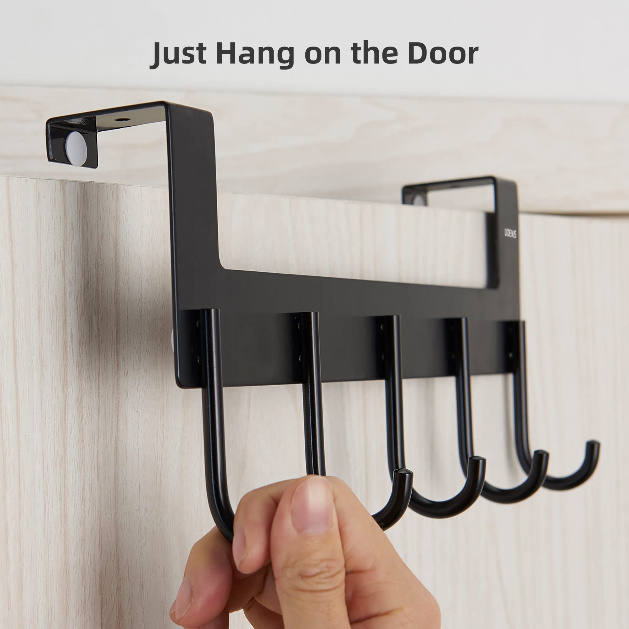 Metal Over The Door Hook Rack with 5 Hooks - Space Saving Towel & Coat Hanger for Bathroom, Bedroom, Closet - Durable Grey Finish (Perfect for Organizing Robes, Towels & Clothes in Small Spaces)