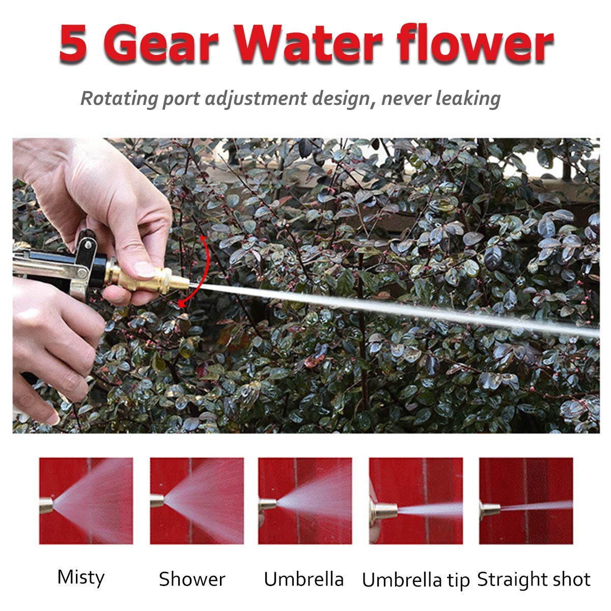 Adjustable Garden Hose Nozzle - 5 Spray Patterns for Car Wash & Plants