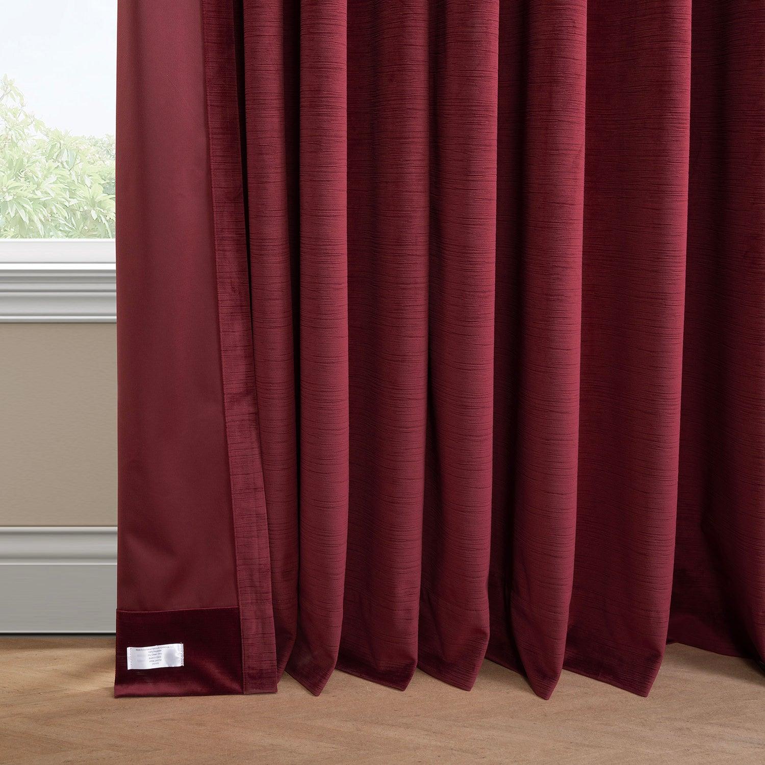 Dark Red Ravello Burnout Velvet Blackout Curtains for Bedroom & Living Room - Thermal Insulated Light Blocking Drapes for Better Sleep & Privacy
