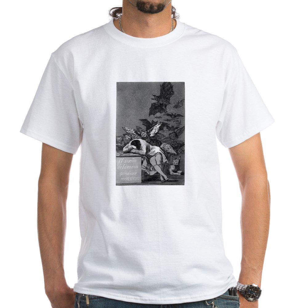 Sleep Monsters White Cotton T-Shirt - Funny Graphic Tee for Men & Women - Comfortable Casual Wear for Sleepovers, Lounging & Gifts