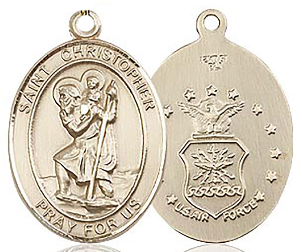 St. Christopher Gold Filled Medal for Men - USA Made Military Air Force Pendant - Perfect for Protection, Travel & Gifts