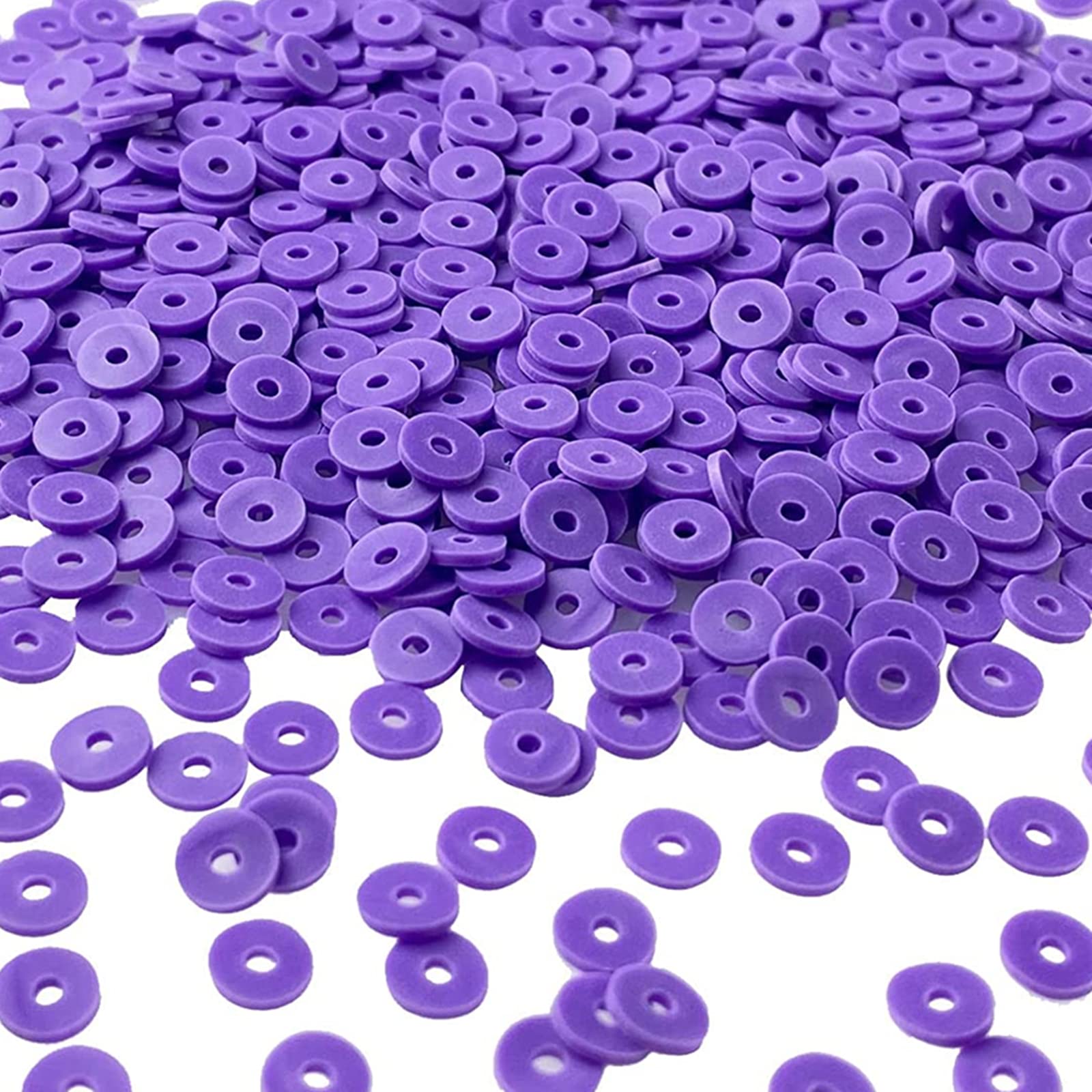 3000pcs 6mm Purple Heishi Beads - Polymer Clay Flat Round Spacer Beads for Jewelry Making, DIY Bracelets, Necklaces & Earrings - Handmade Craft Beads for Boho, Fashion & Gift Accessories