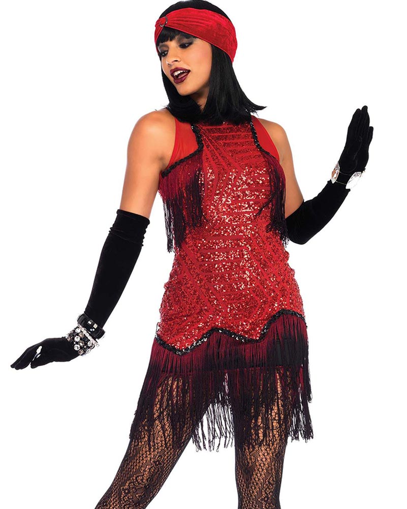 1920s Ruby Red Flapper Dress Women's Costume - Roaring 20s Party Outfit for Gatsby Themed Events, Halloween & Vintage Dress Up