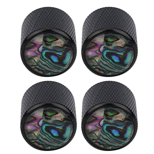 4-Pack Metal Dome Guitar Knobs for Electric Bass - 6mm Shaft Volume Control Knobs (Black Shell) - Perfect for Guitar Upgrades & DIY Repairs - Stage & Studio Use