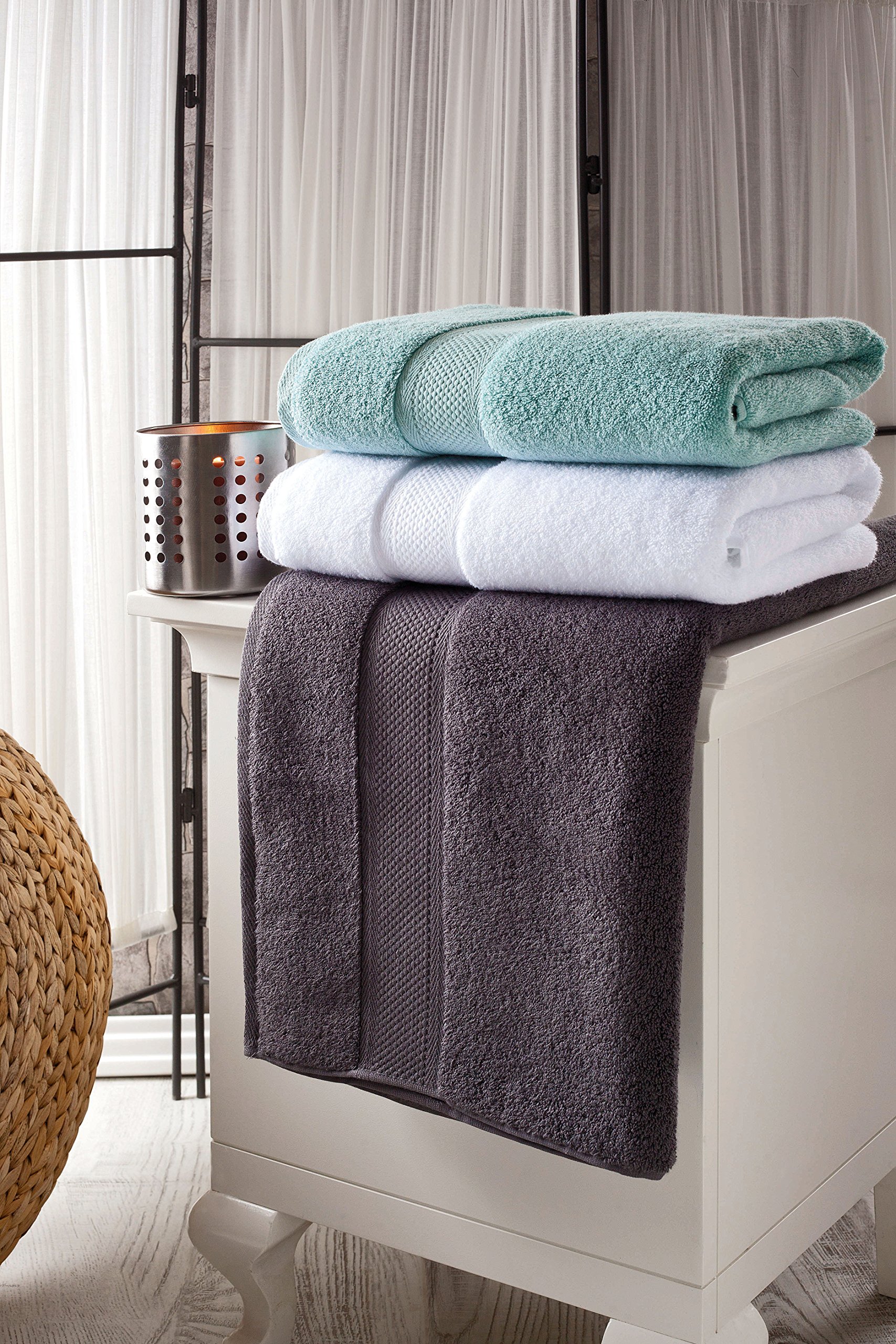 Premium BAGNO MILANO Turkish Cotton Bath Towels Set - Ultra Soft, Plush & Quick Dry - Luxury Made in Turkey (6-Piece Set, Charcoal) - Perfect for Spa, Beach & Bathroom Use