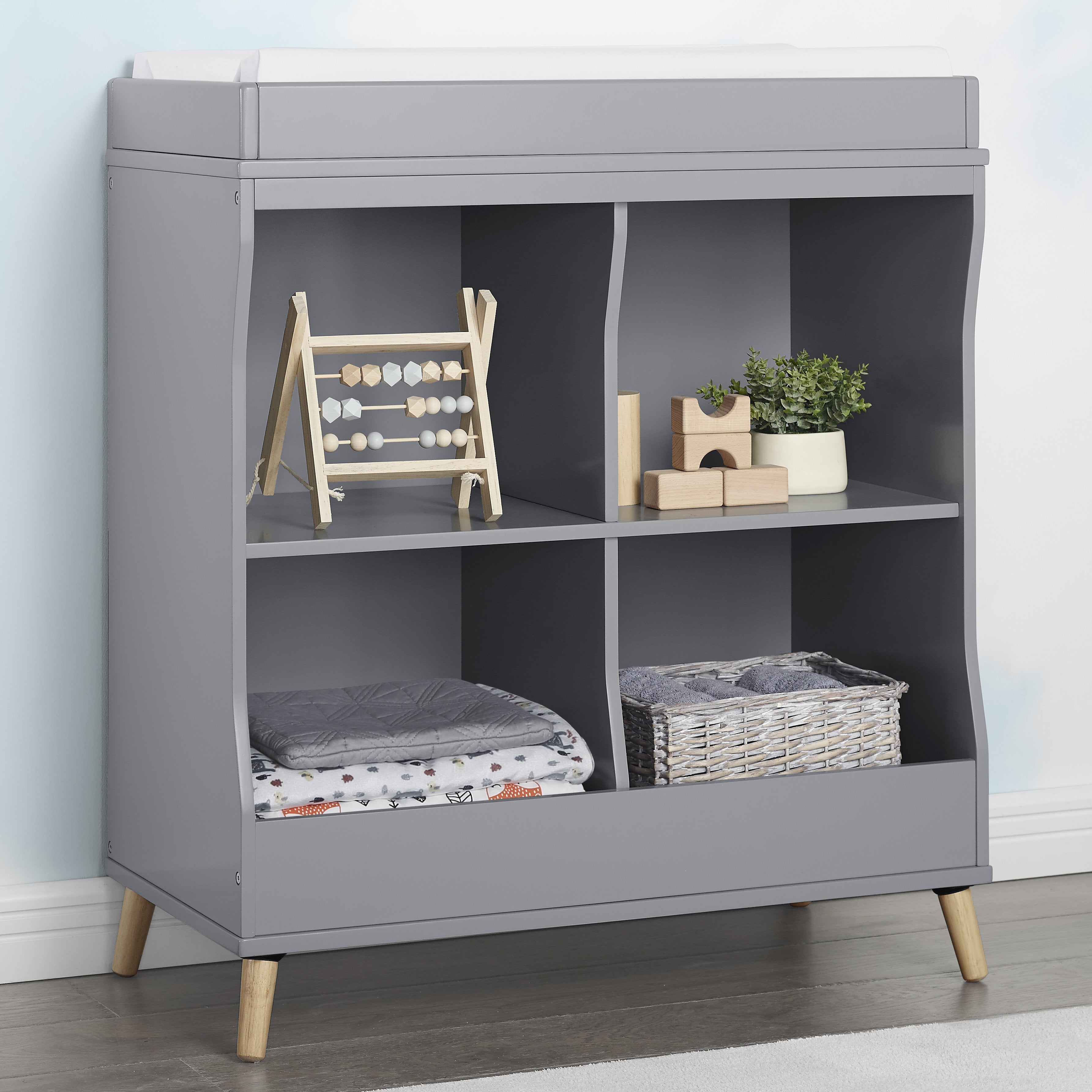 Jordan Baby Changing Table with Storage - Nursery Organizer for Diapers & Wipes - Perfect for Newborn Care & Toddler Diaper Changes