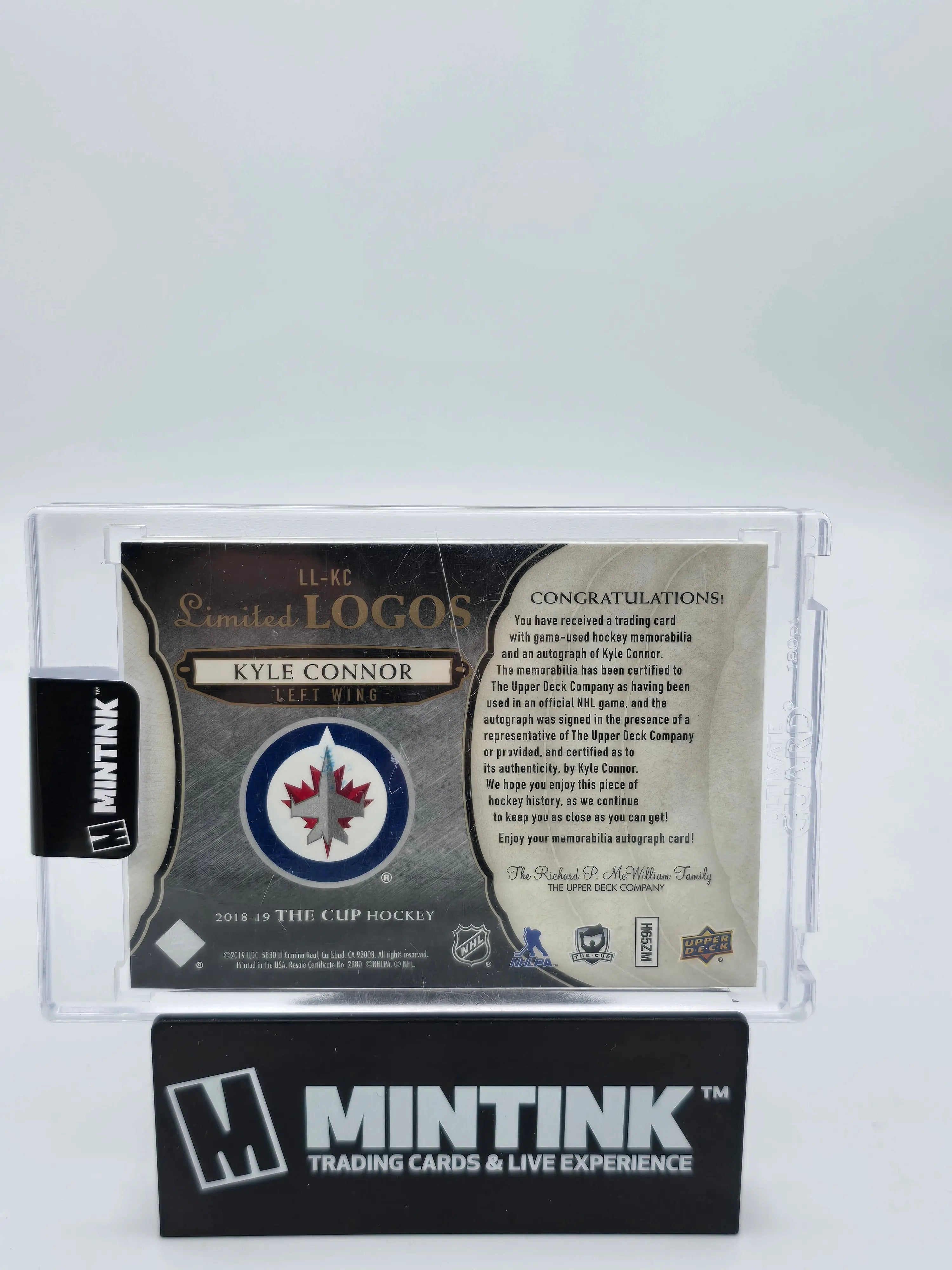 2018-19 Upper Deck The Cup Kyle Connor Gold Foil Limited Logos Autograph Card /50 - Hockey Collectible for NHL Fans and Sports Memorabilia Enthusiasts
