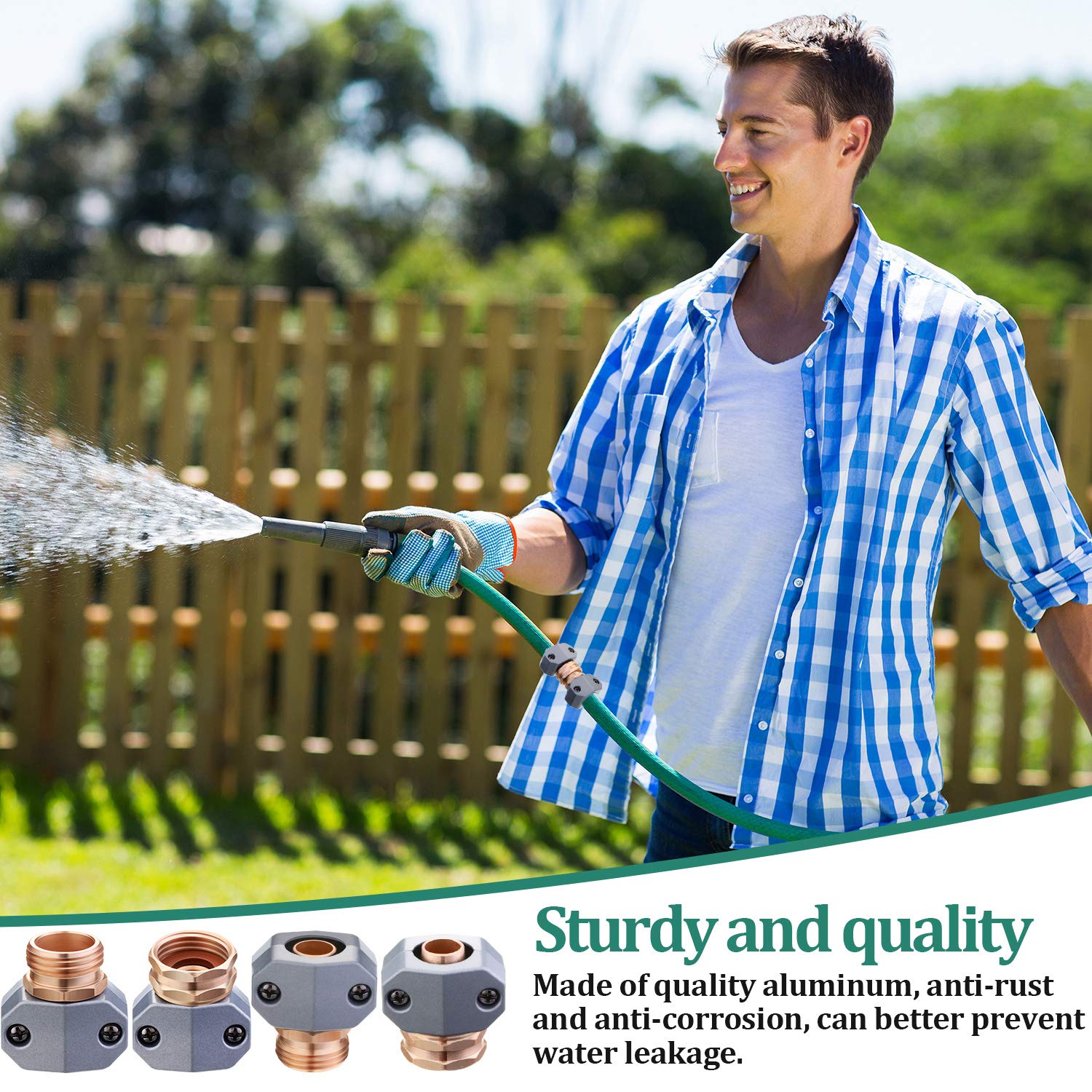 4-Piece Garden Hose Repair Kit - Heavy Duty 3/4