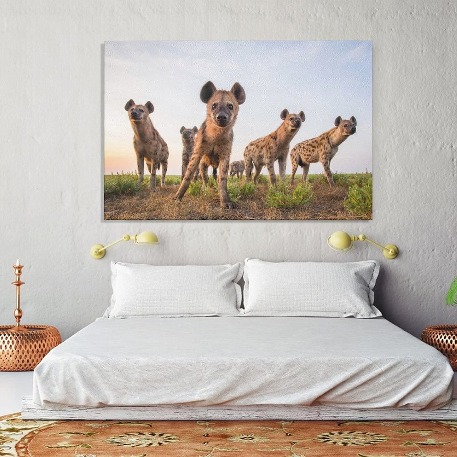 Hyena Play Canvas Wall Art Poster - 12x18 inch (30x45cm) Animal Print Painting for Living Room, Bedroom & Office Decor | Perfect Gift for Wildlife Lovers & Home Decoration