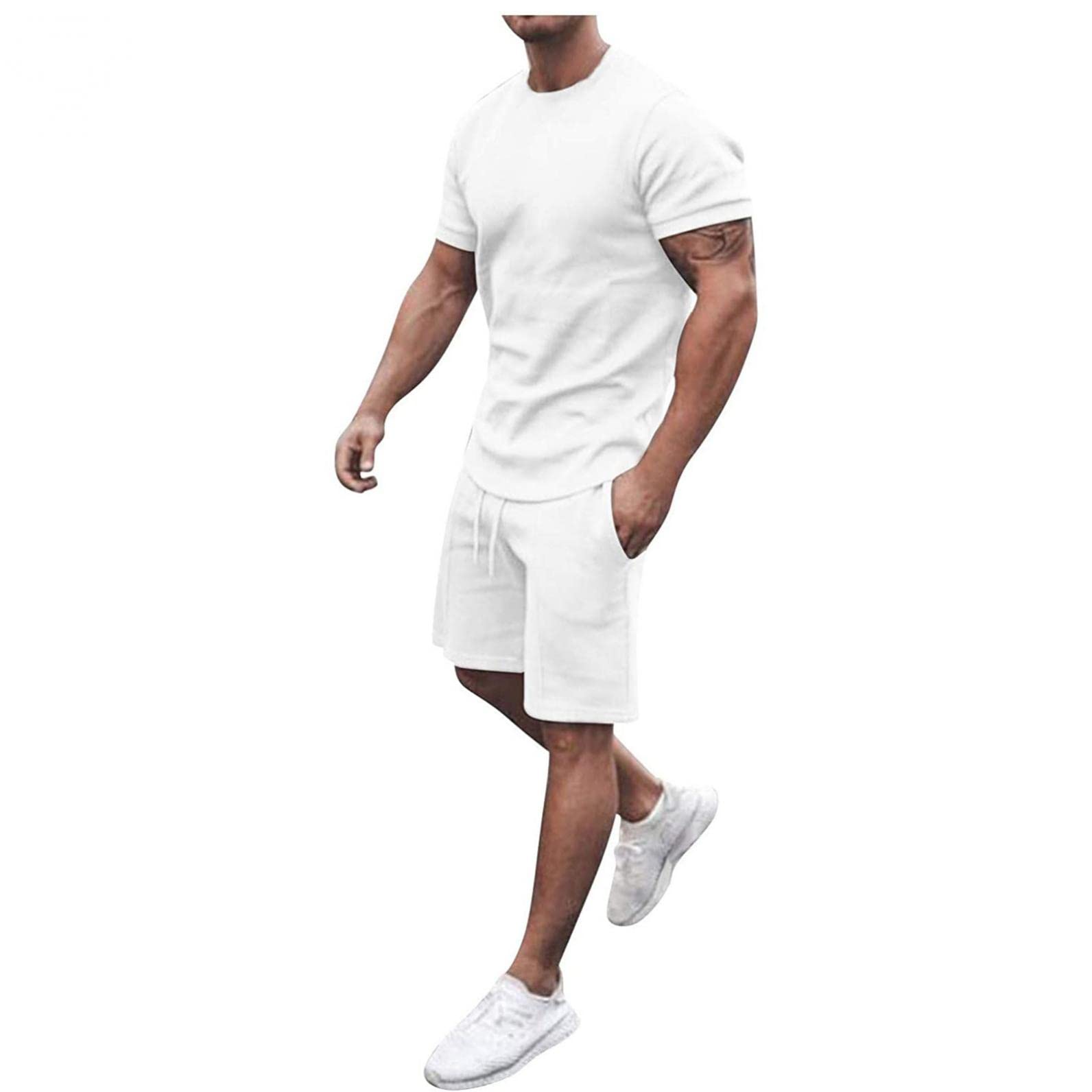 Men's 2-Piece Linen Outfit Set - Short Sleeve Button Down Shirt & Matching Shorts - Casual Summer Beachwear for Vacation, Pool Party & Outdoor Activities