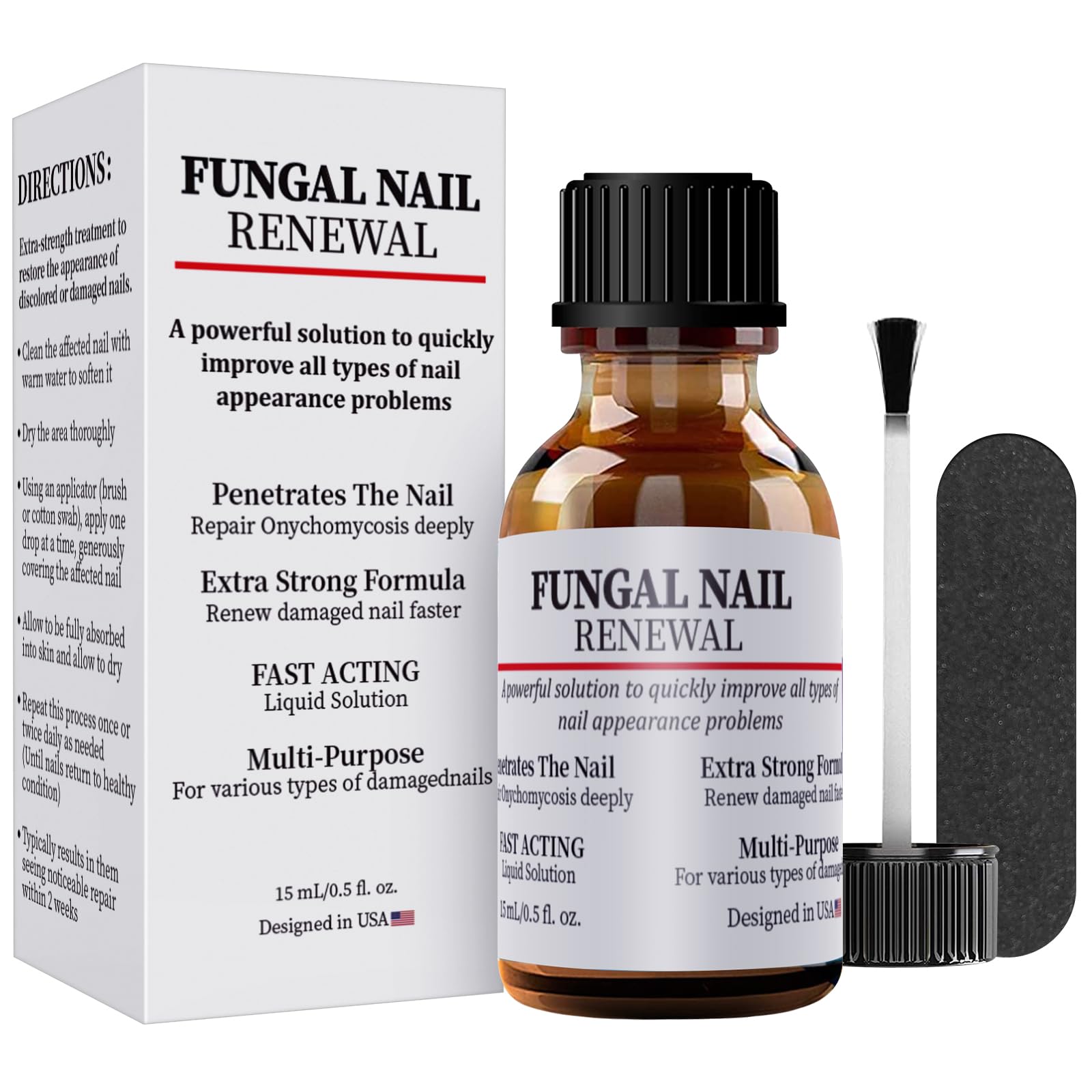 Extra Strength Toenail Fungus Treatment - Fast Acting Nail Repair Liquid for Damaged & Discolored Nails (Toenail & Fingernail) with Nail File - Effective Solution for Fungal Infections & Nail Restoration | Perfect for Athletes, Swimmers & Daily Foot Care