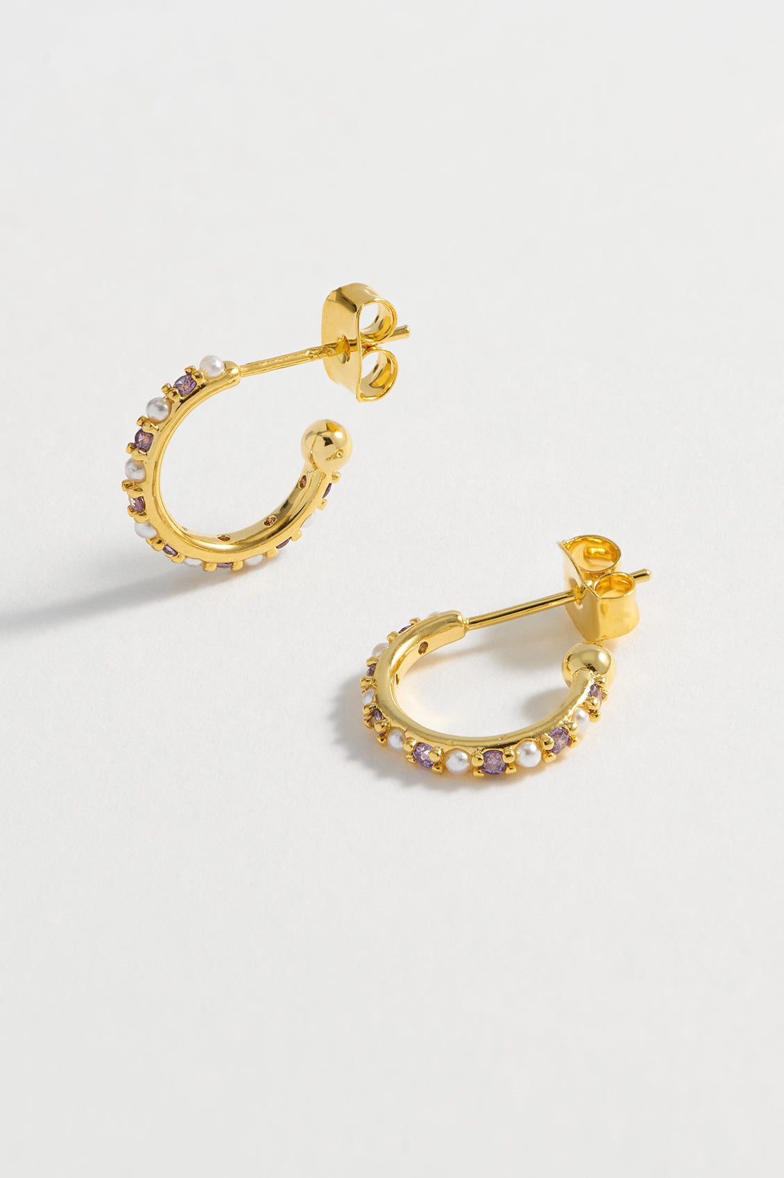 Elegant Pearl & Cubic Zirconia Hoop Earrings EBE5782G - Perfect for Weddings, Parties & Everyday Wear