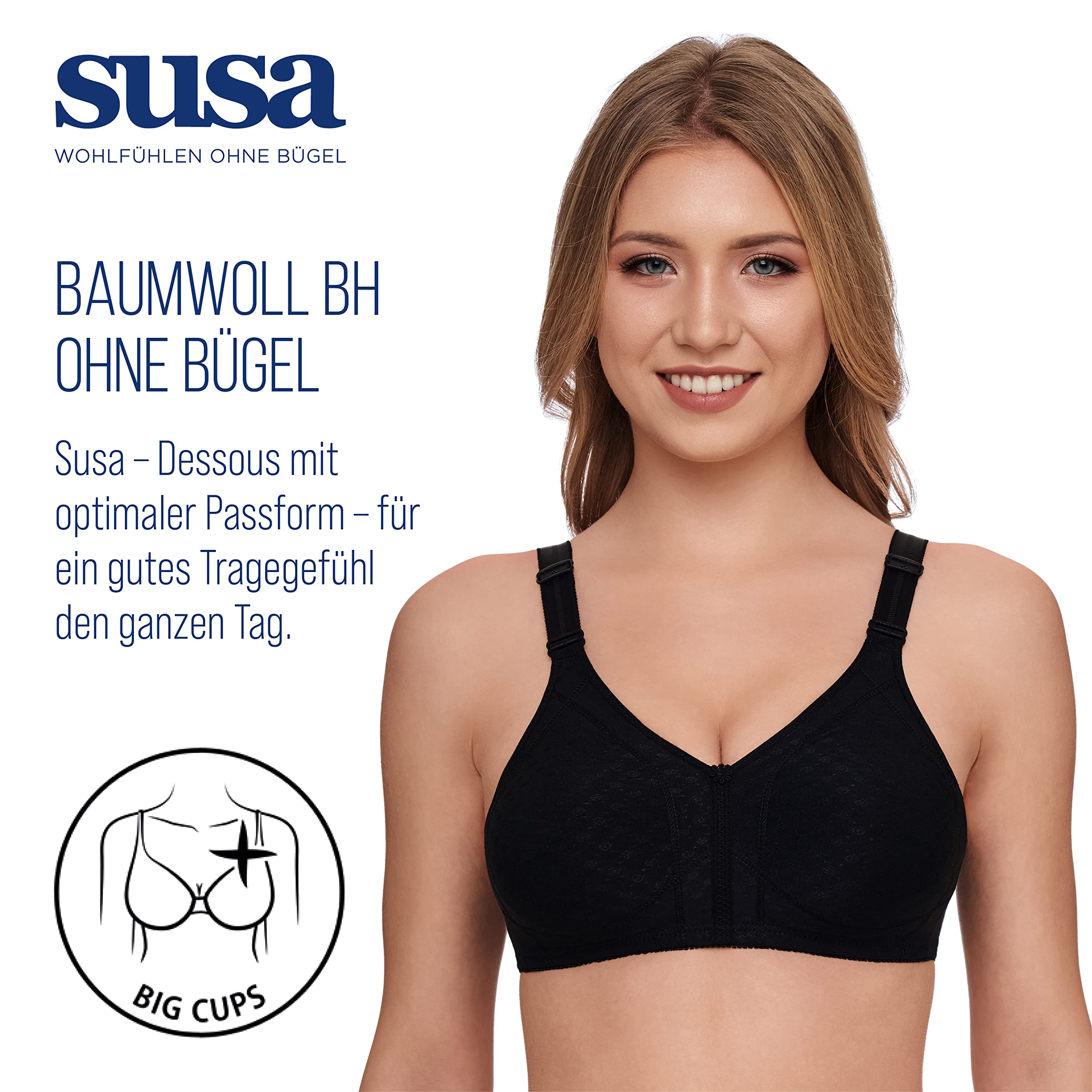 SUSA Women's Full Figure Non-Wired Seamless Bra 9638 - Comfortable Wireless Support for Plus Size Women | Perfect for Everyday Wear, Yoga & Lounge
