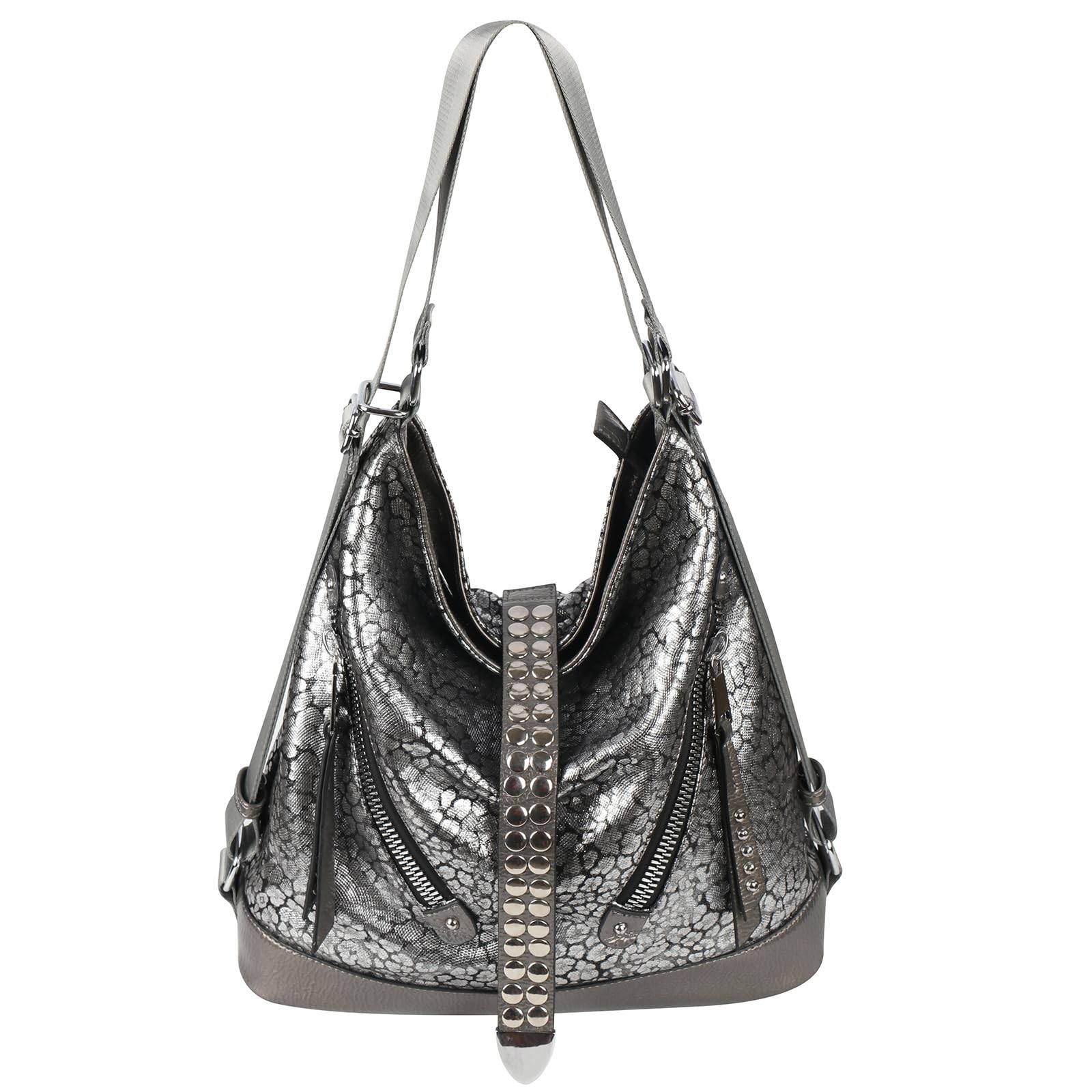 Stylish Hobo Bags for Women - Large Leather Shoulder Tote Purse with Zipper | Trendy Shiny Handbag for Work, Travel & Everyday Use