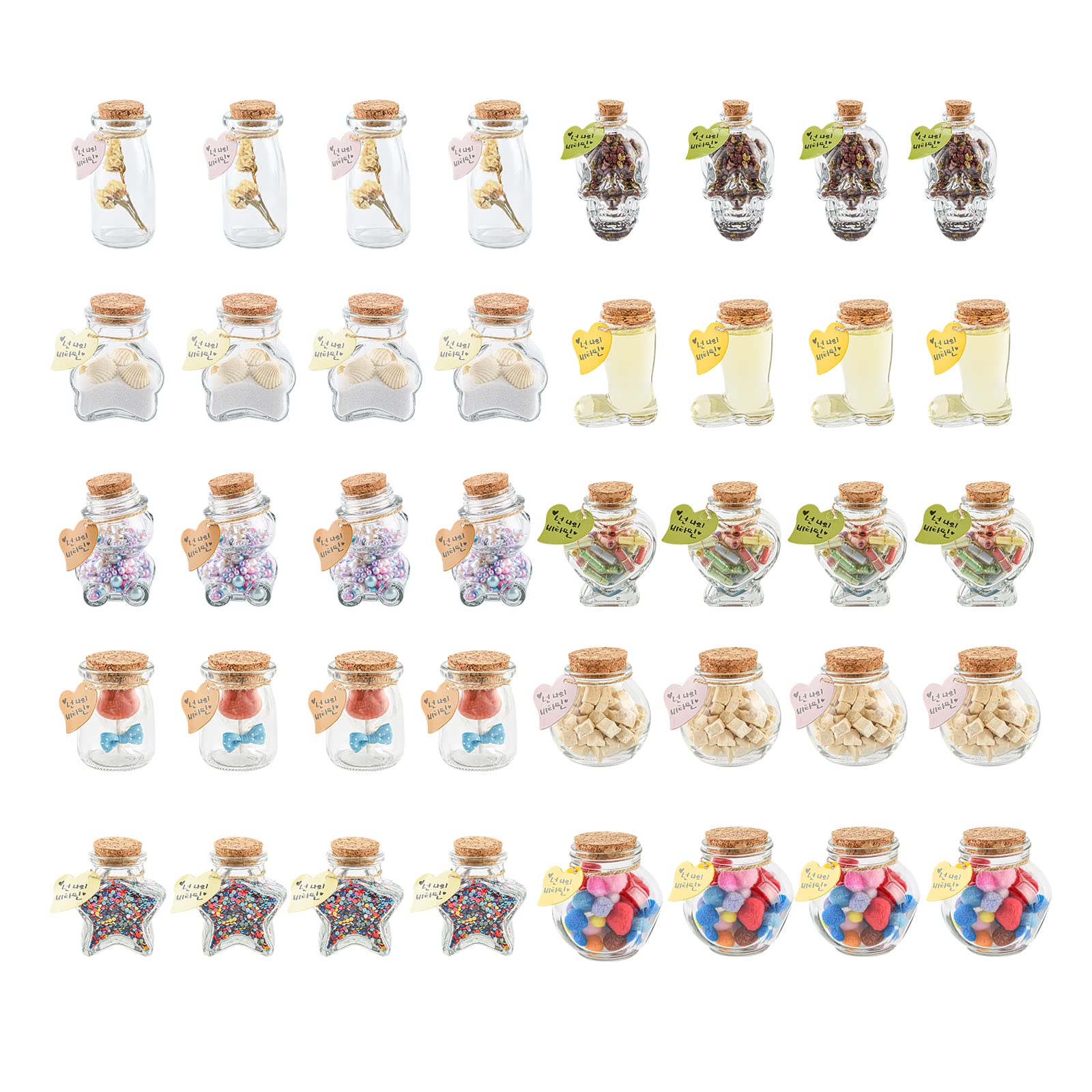 40 Pcs Glass Bottle with Cork Set - Assorted Shapes Potion Bottles, Bud Vase, Spell Jars, Clear Apothecary Vials for Wishing, Sand Ceremony, Home Decor & DIY Crafts - Perfect for Wedding Favors, Party Decorations, and Witchy Aesthetic Displays