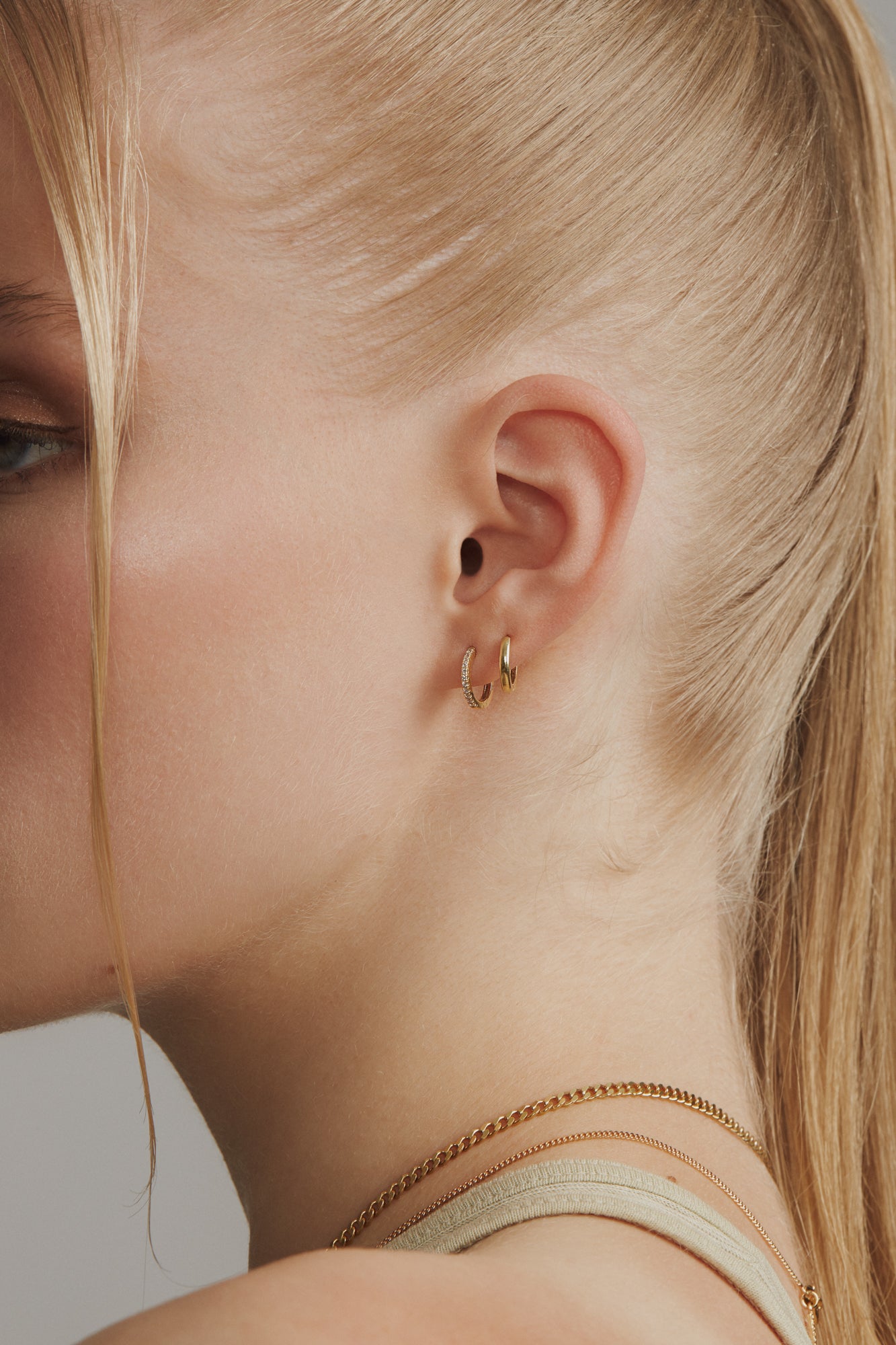 14K Gold Plated Tiny Huggie Hoop Earrings for Women - Minimalist Pave Diamond Studs for Everyday Wear & Special Occasions