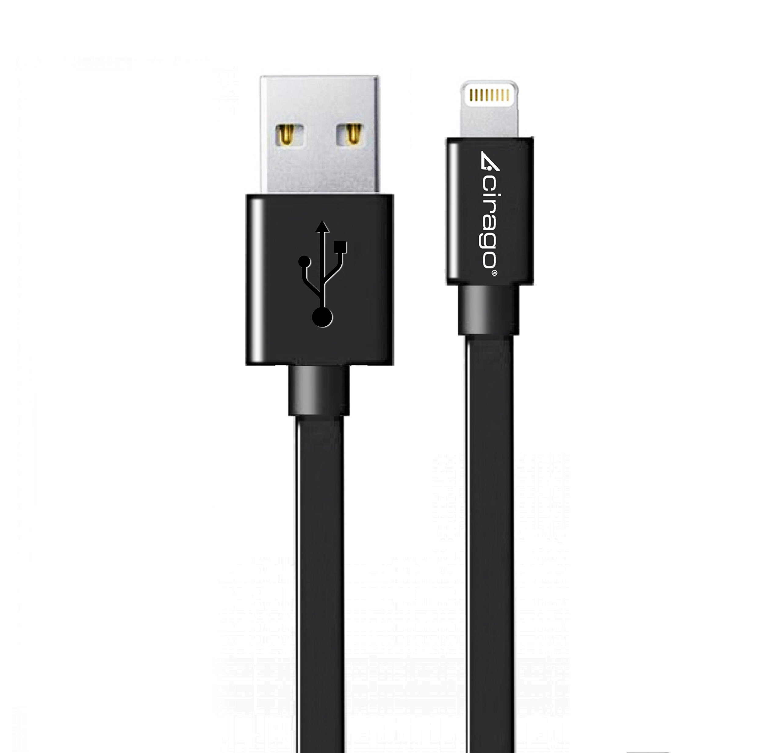 Premium 6ft Lightning to USB Braided Cable for Apple iPhone, iPad, iPod - Durable Fast Charging & Sync Cord (Black) - Perfect for Home, Office & Travel Charging