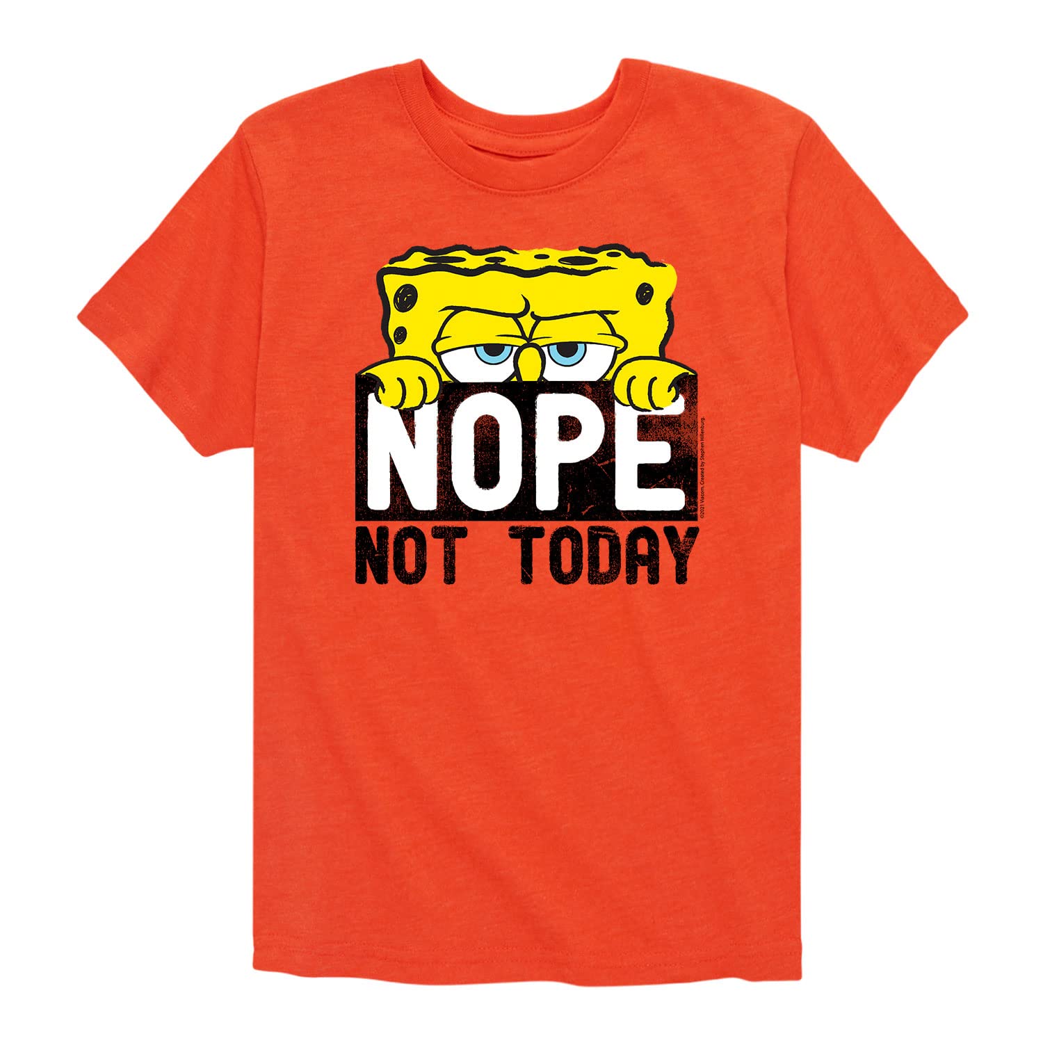 SpongeBob SquarePants 'Not Today' Graphic T-Shirt for Toddlers & Kids - Soft Cotton Short Sleeve Tee - Perfect for Playdates, Birthday Parties & Casual Wear