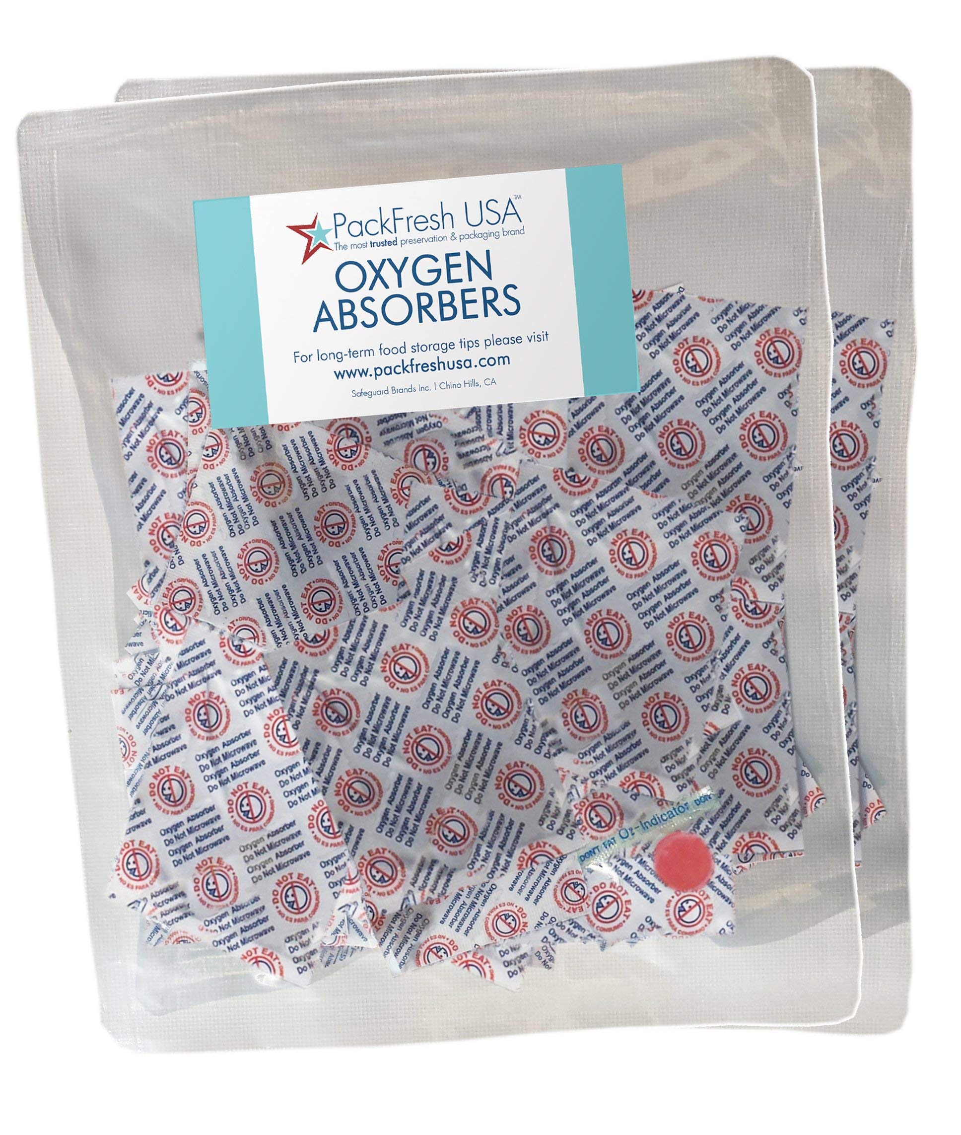 PackFreshUSA: 300cc Oxygen Absorber Packs - Food Grade, Non-Toxic for Food Preservation & Long-Term Storage - Includes Storage Guide (100 Pack) - Ideal for Emergency Kits, Pantry Organization & Bulk Food Storage